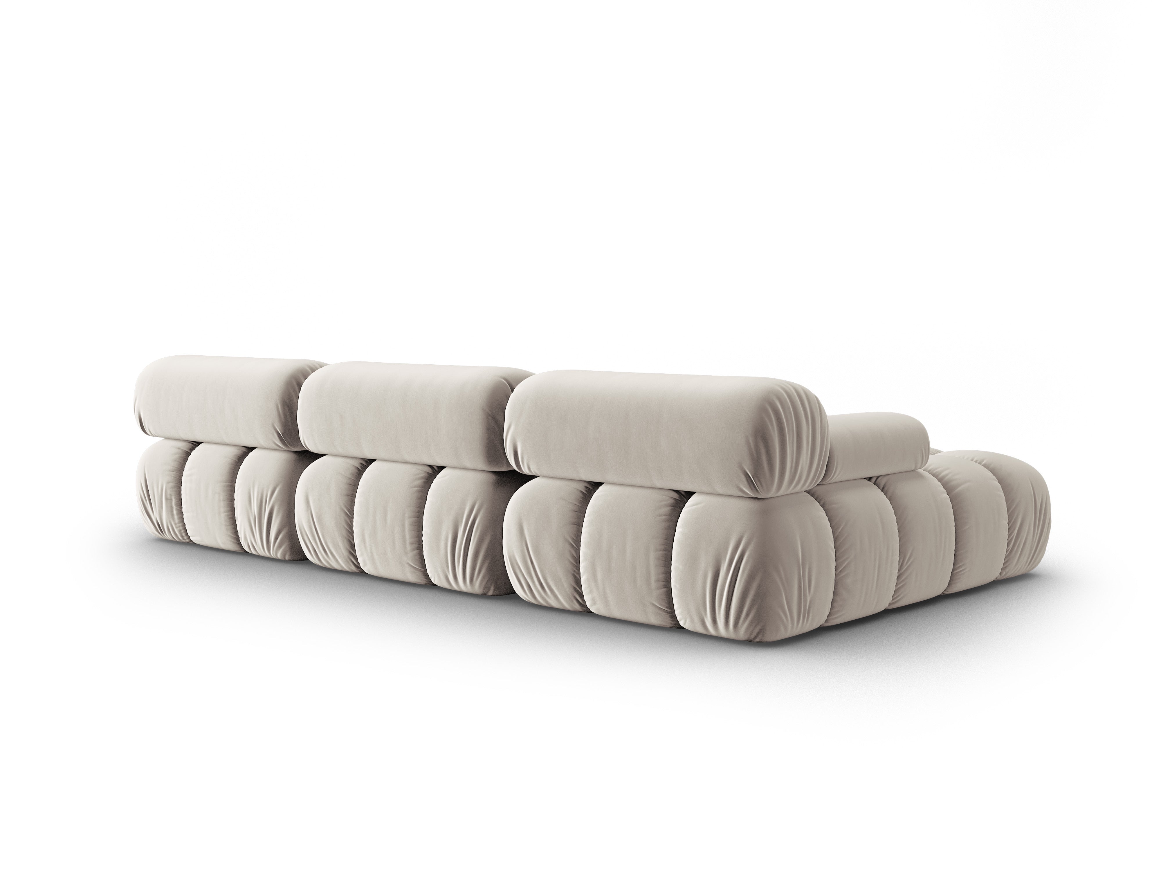 Beige velvet corner sofa for 4 people, left-sided CORTINA [Ewelina]