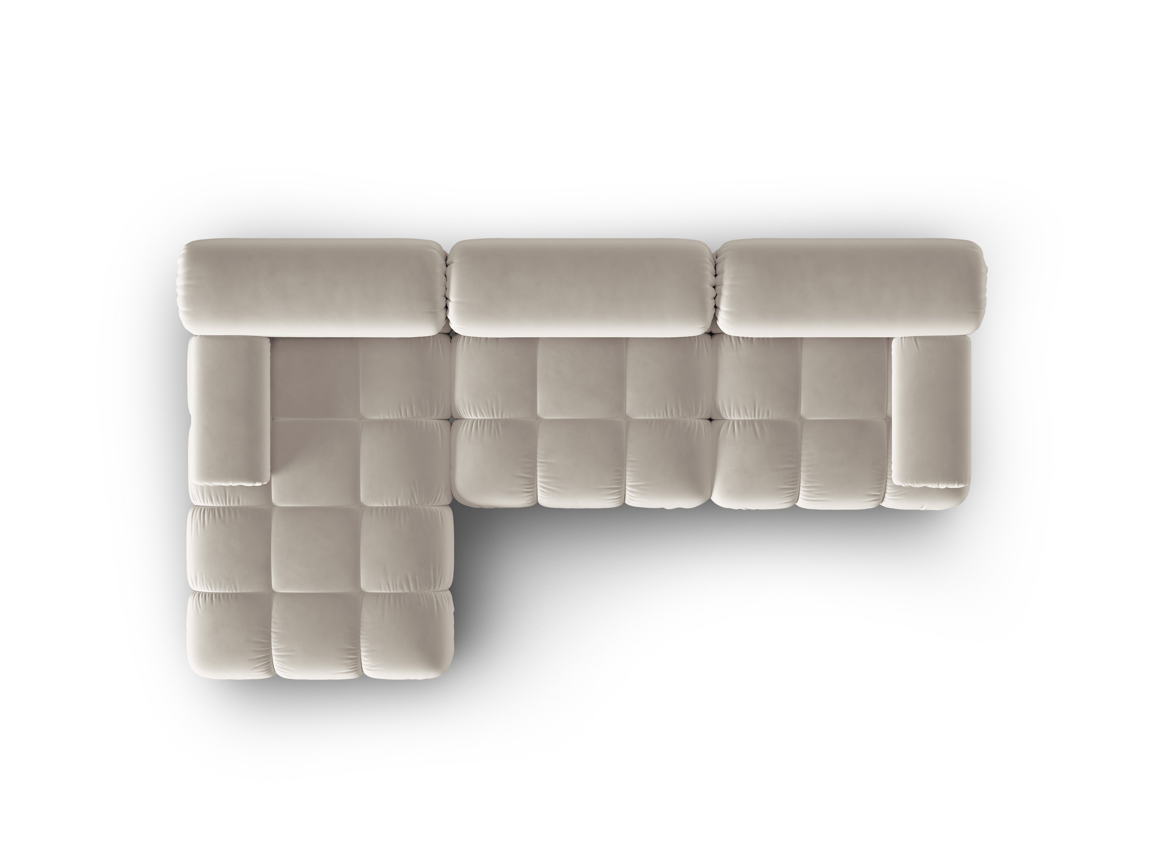 Beige velvet corner sofa for 4 people, left-sided CORTINA [Ewelina]