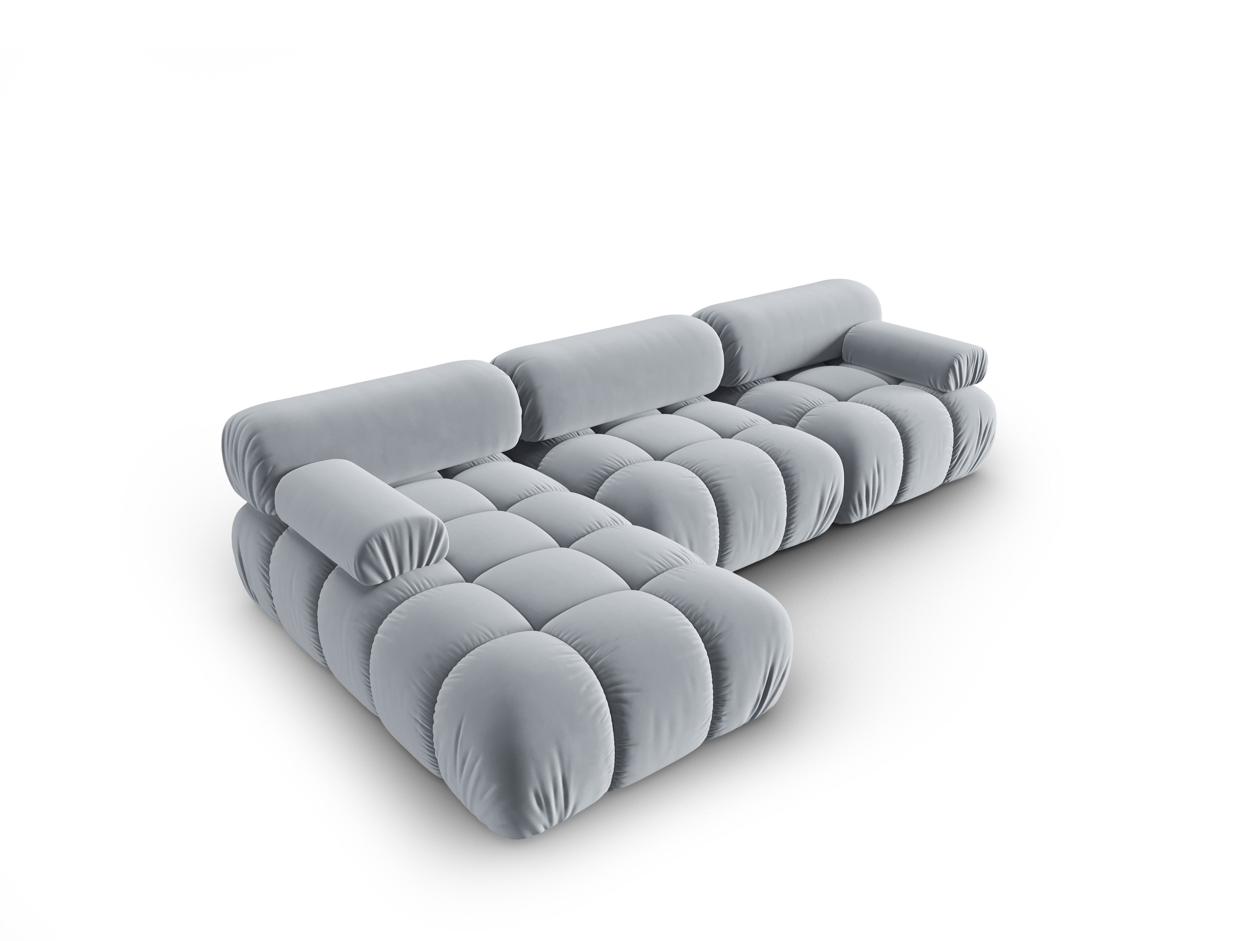 Samt-Ecksofa für 4 Personen links CORTINA himmelblau