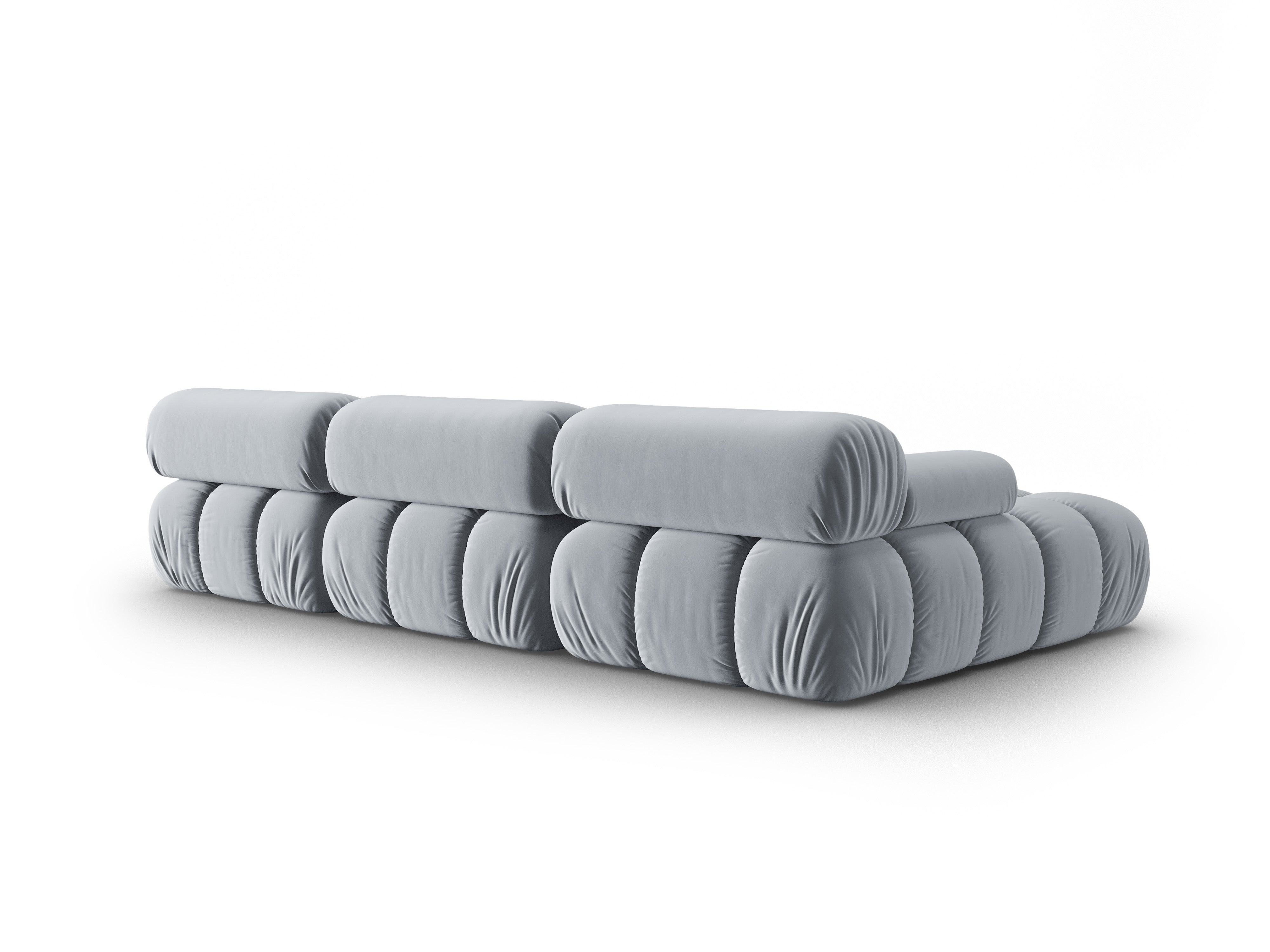 Samt-Ecksofa für 4 Personen links CORTINA himmelblau