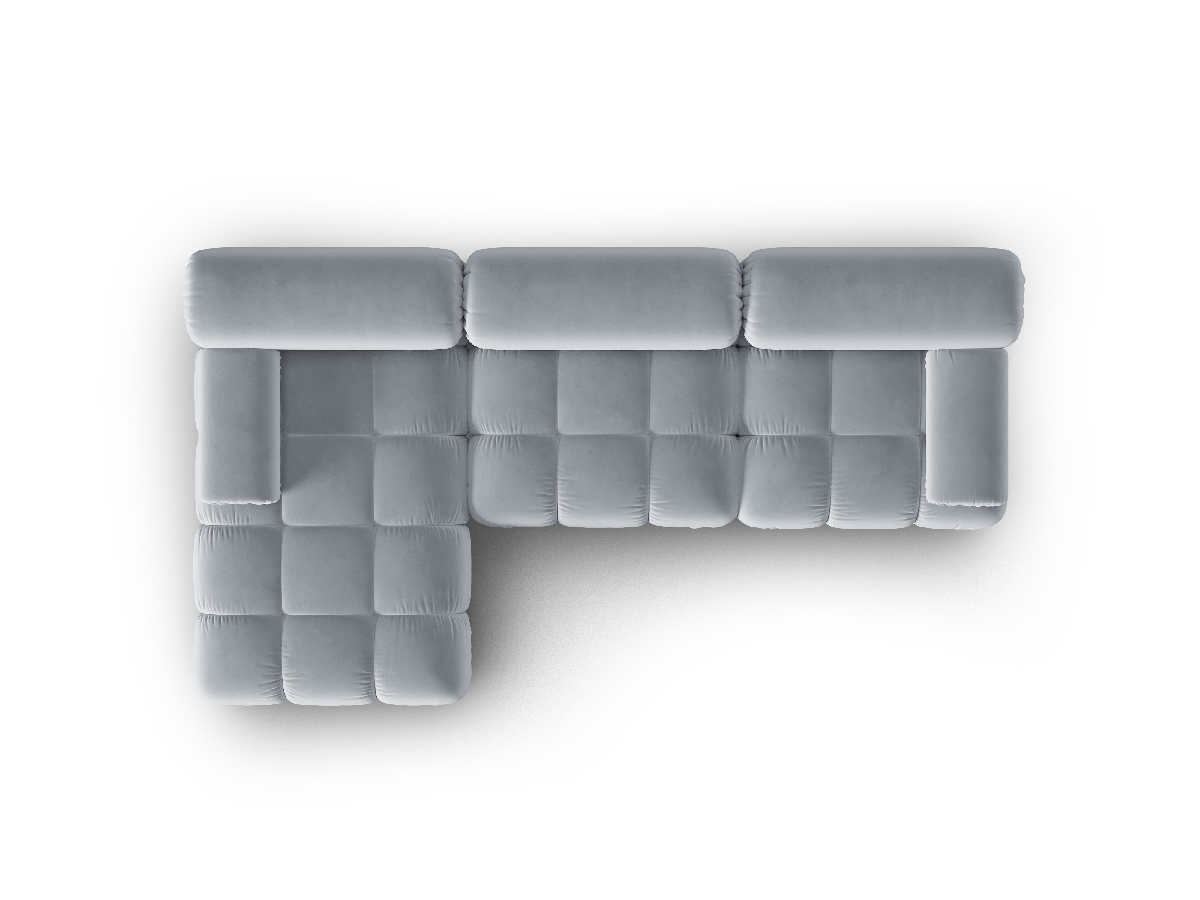 Samt-Ecksofa für 4 Personen links CORTINA himmelblau