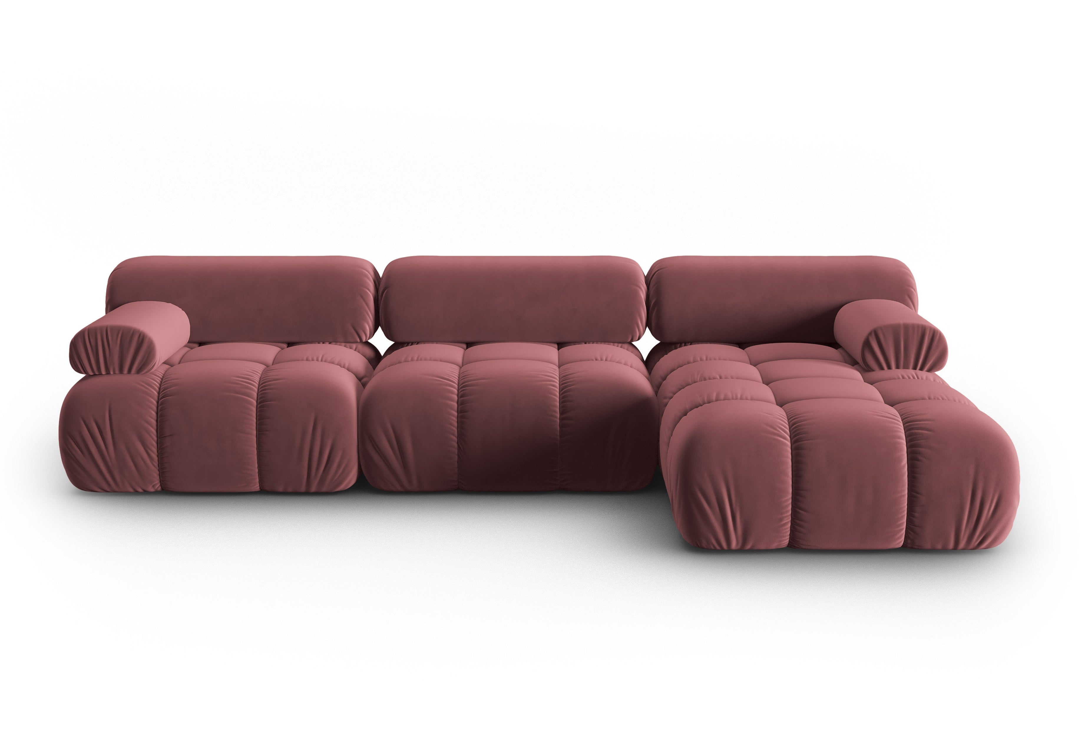 CORTINA pink velvet corner sofa for 4 people right-facing [Ewelina]