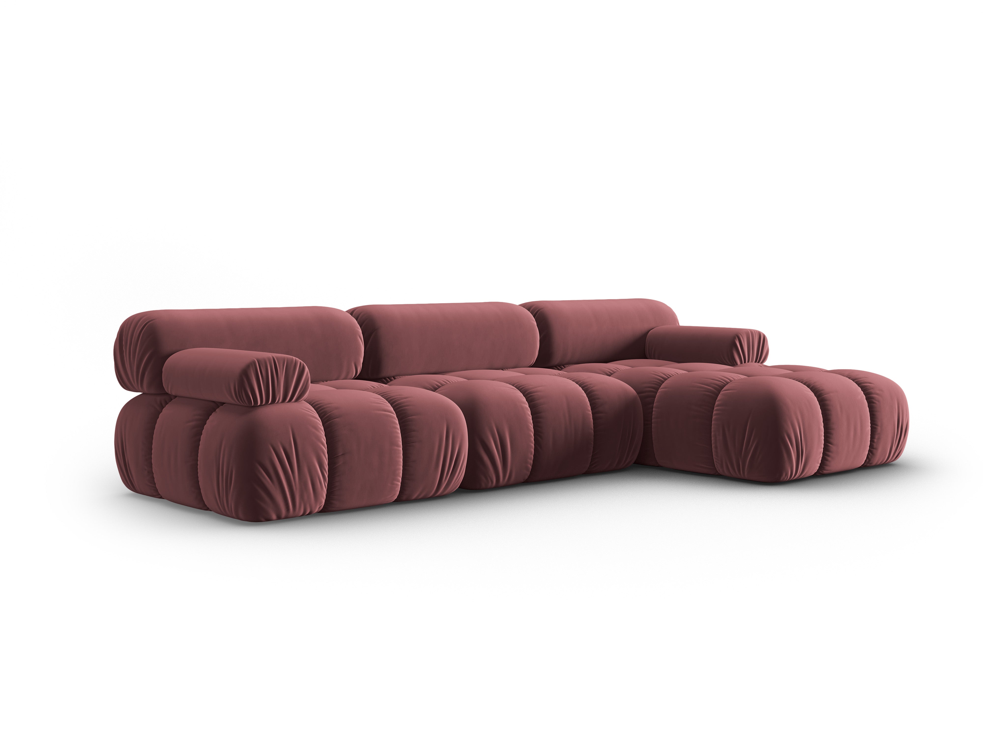 CORTINA pink velvet corner sofa for 4 people right-facing [Ewelina]