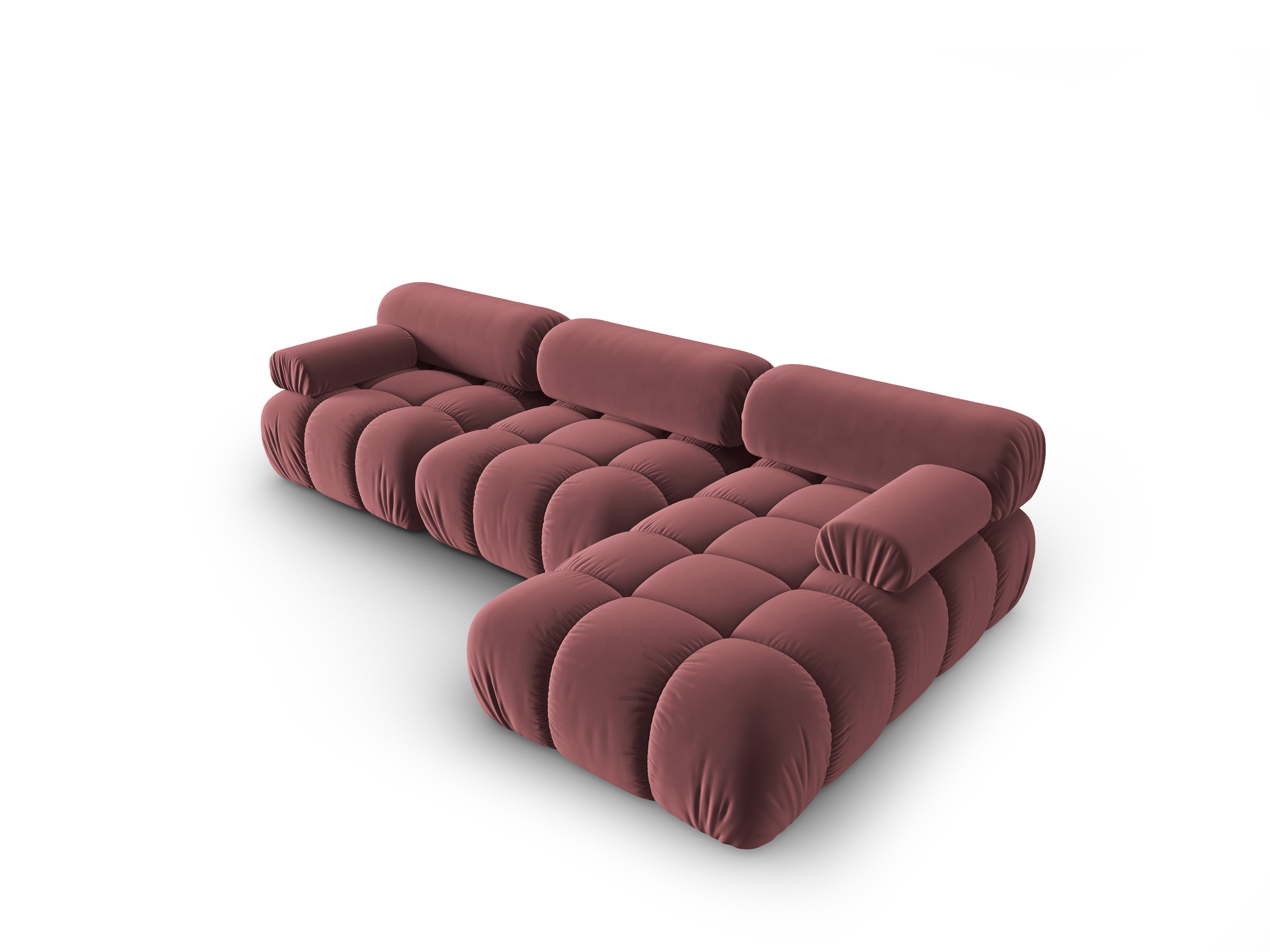 CORTINA pink velvet corner sofa for 4 people right-facing [Ewelina]