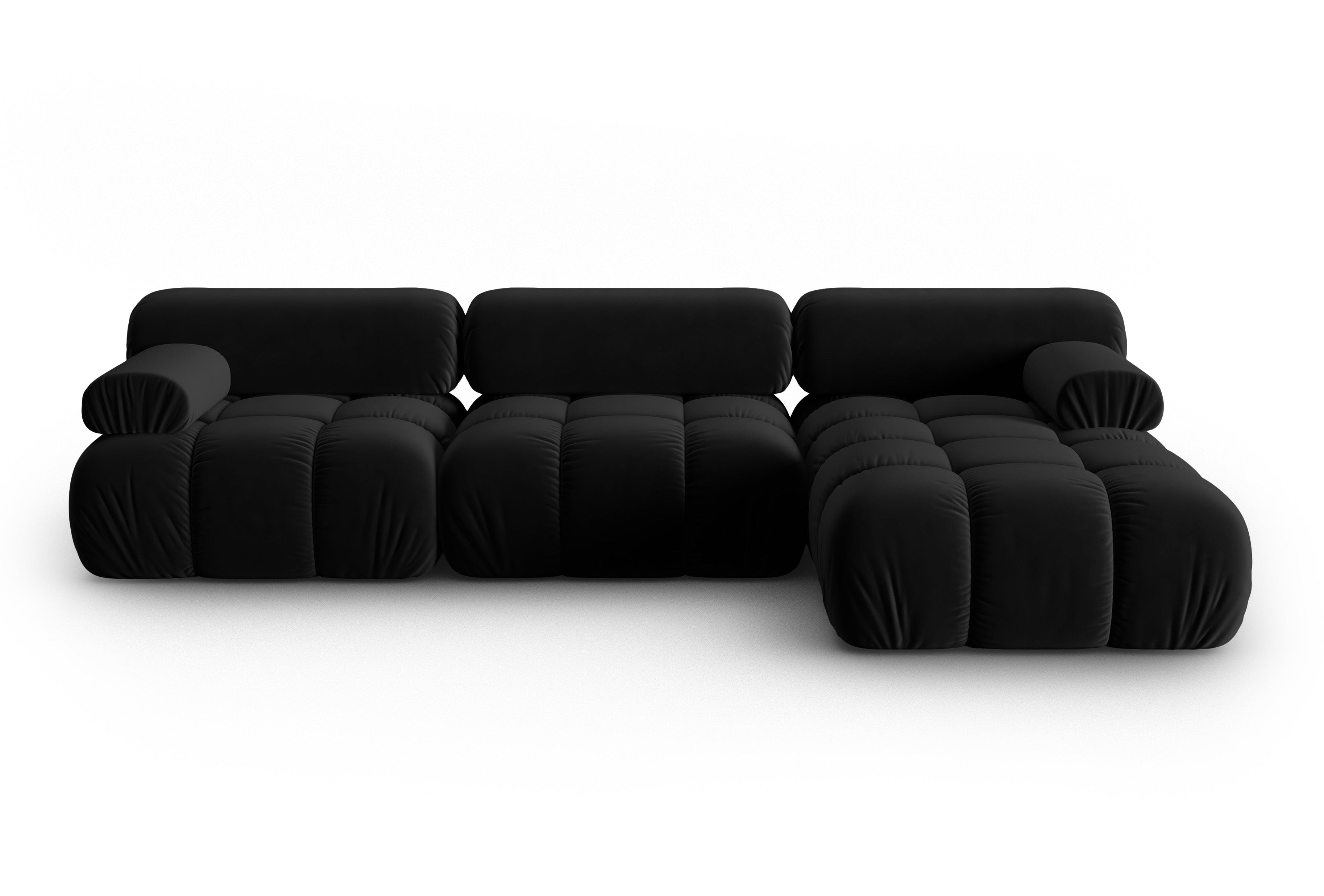 Samt-Ecksofa für 4 Personen rechts CORTINA schwarz