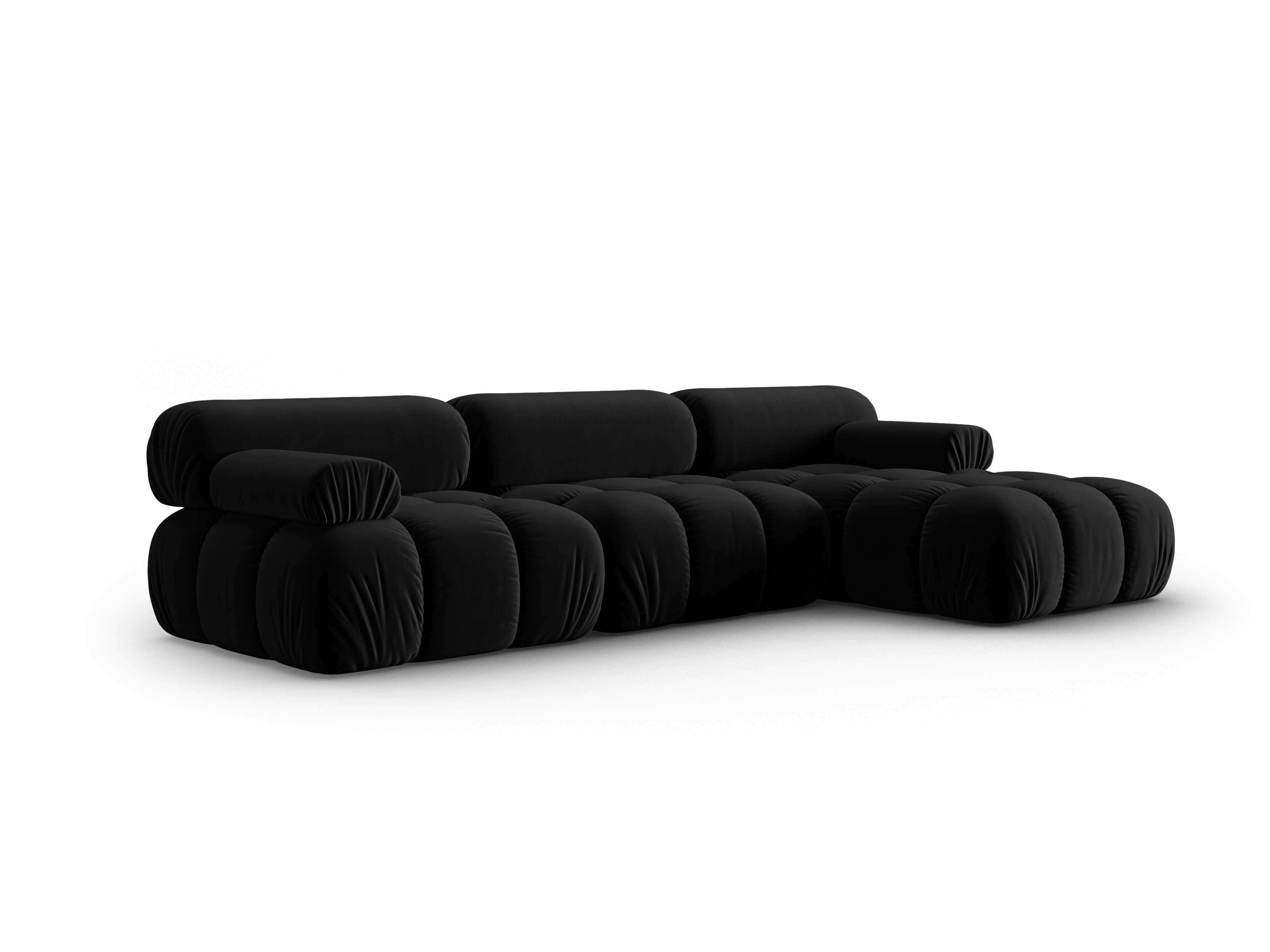 Samt-Ecksofa für 4 Personen rechts CORTINA schwarz