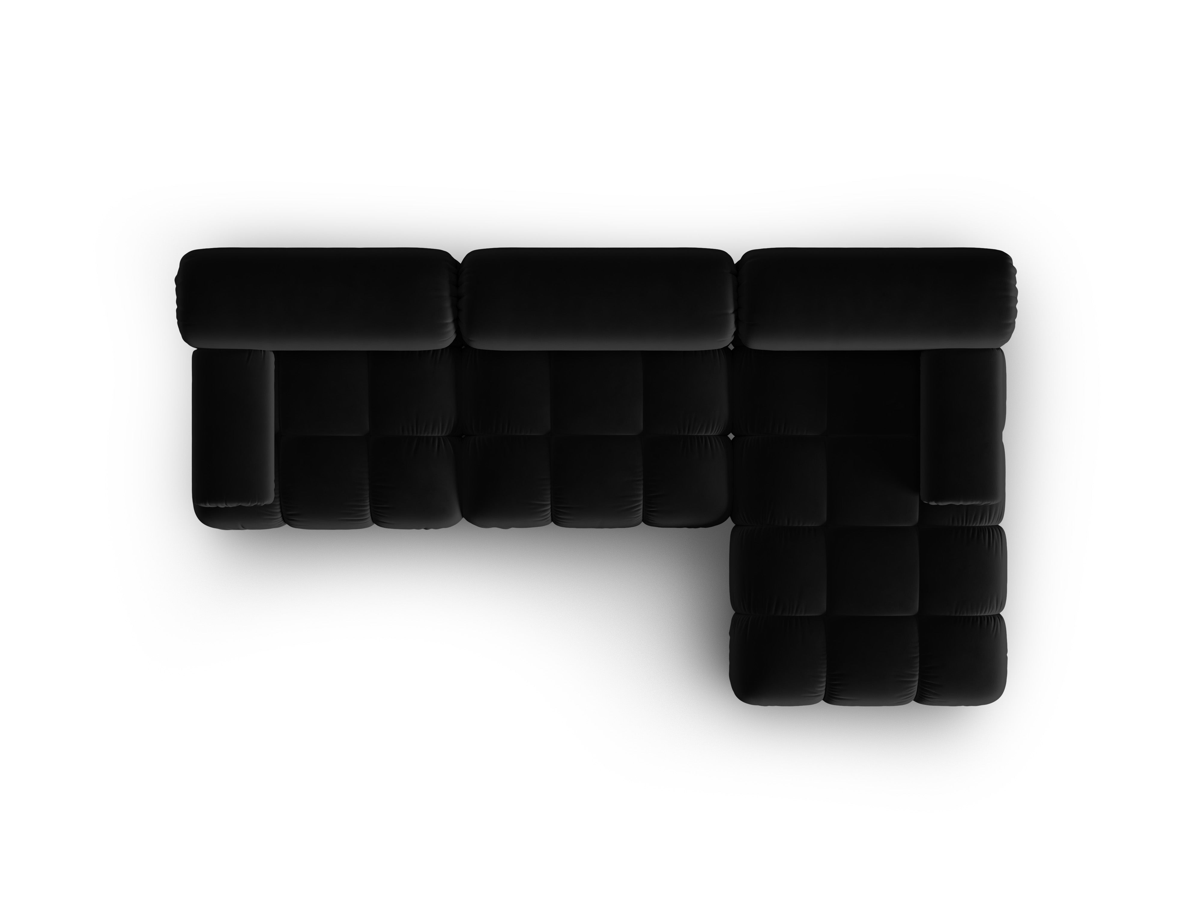 Samt-Ecksofa für 4 Personen rechts CORTINA schwarz