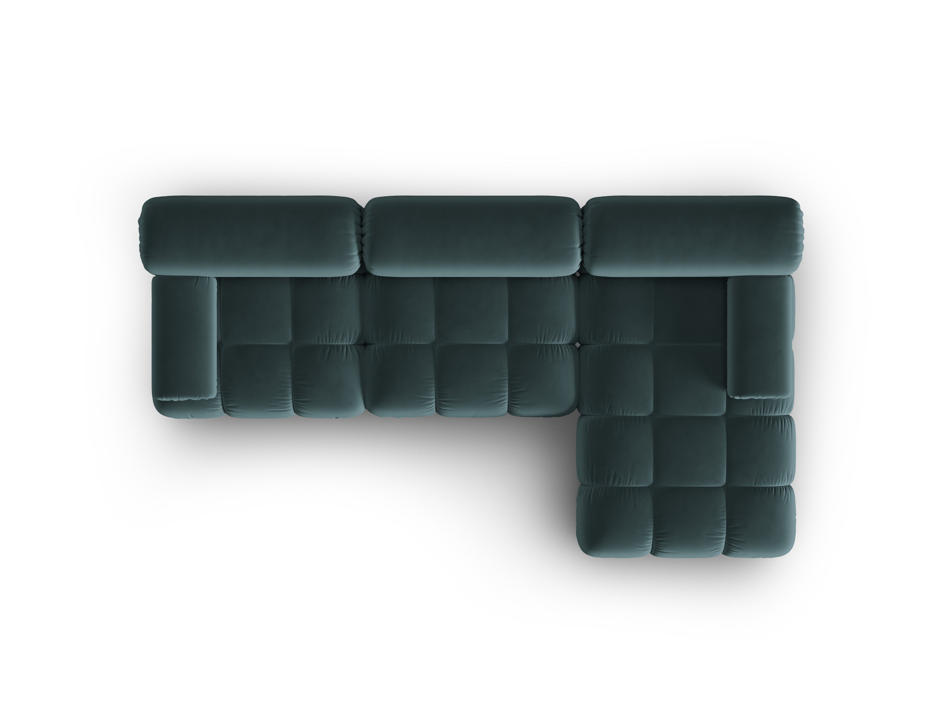 Turquoise Velvet Corner Sofa for 4 People, Right Side, CORTINA