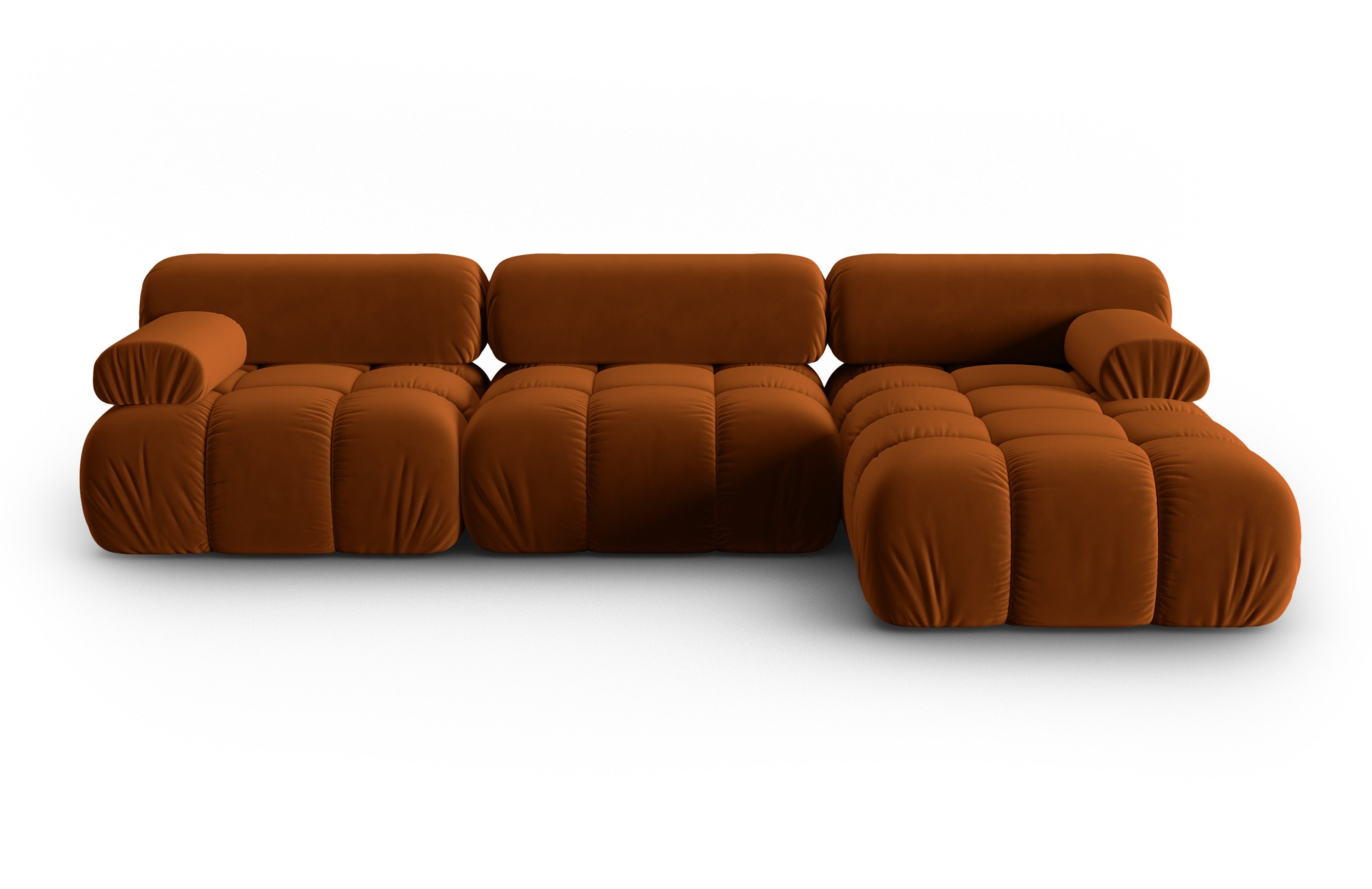 Velvet corner sofa for 4 people right-facing CORTINA terracotta [Ewelina]