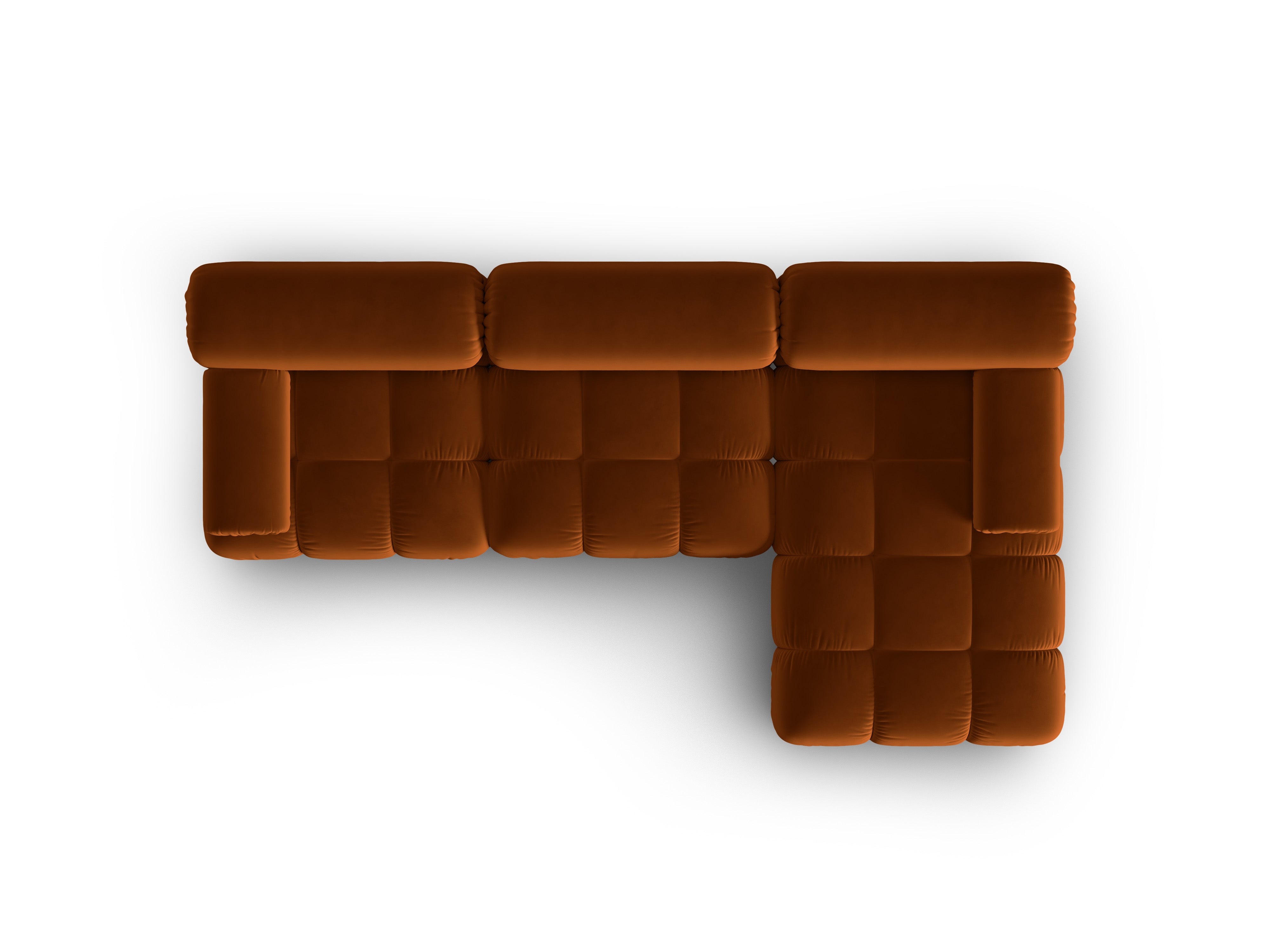 Velvet corner sofa for 4 people right-facing CORTINA terracotta [Ewelina]