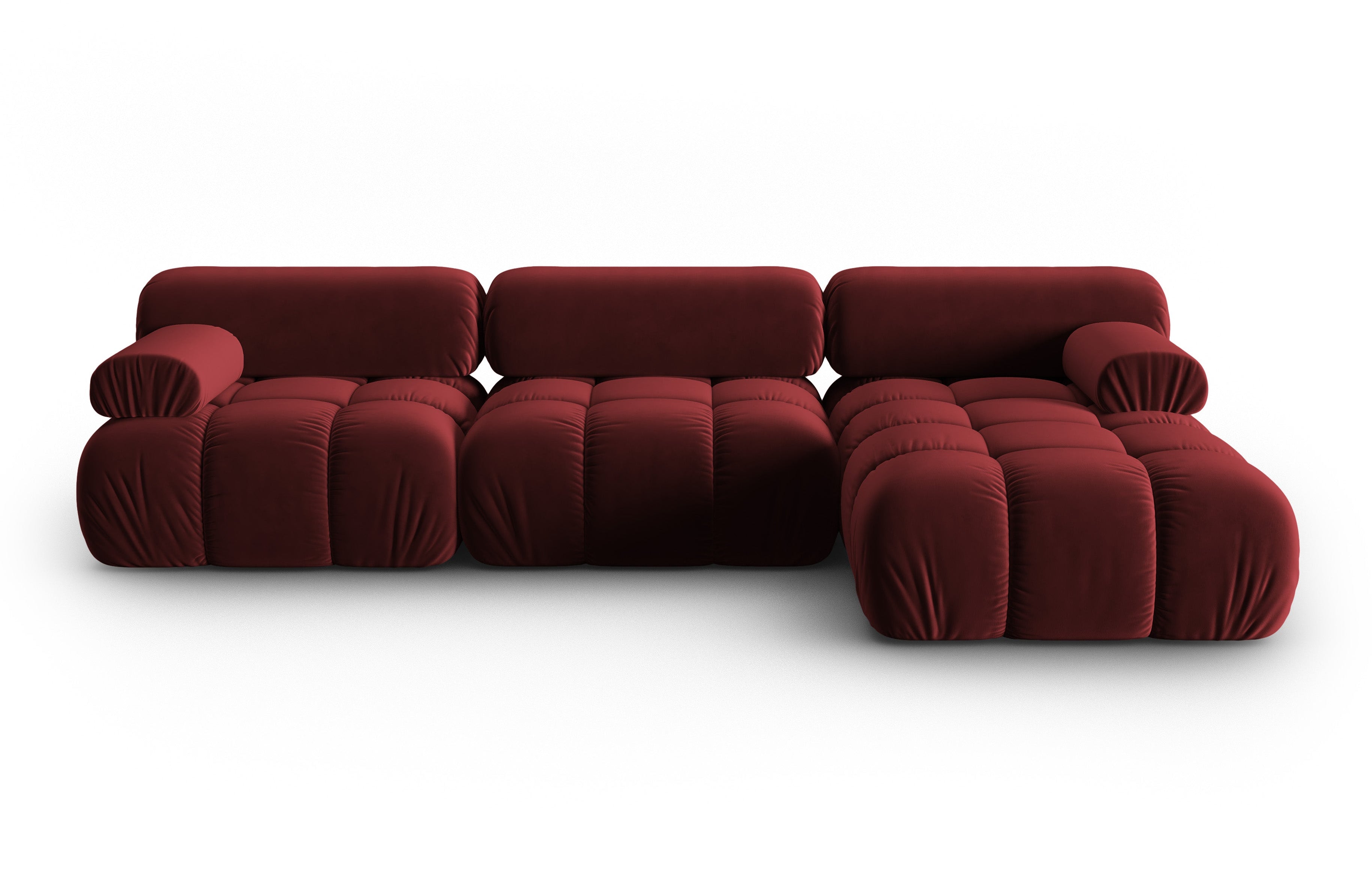 CORTINA velvet corner sofa for 4 people right-facing wine red [Ewelina] [Amelia spr]