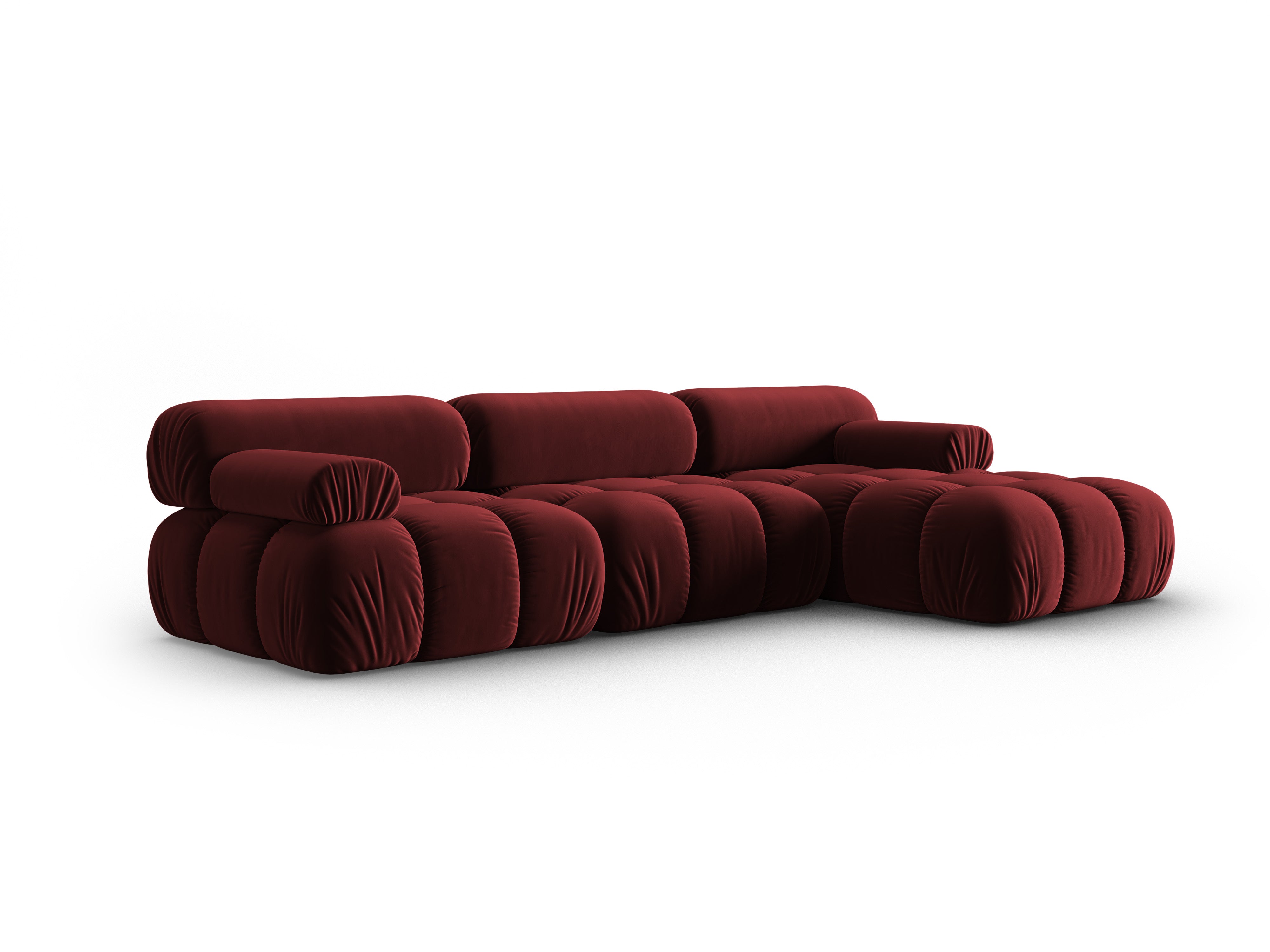 CORTINA velvet corner sofa for 4 people right-facing wine red [Ewelina] [Amelia spr]