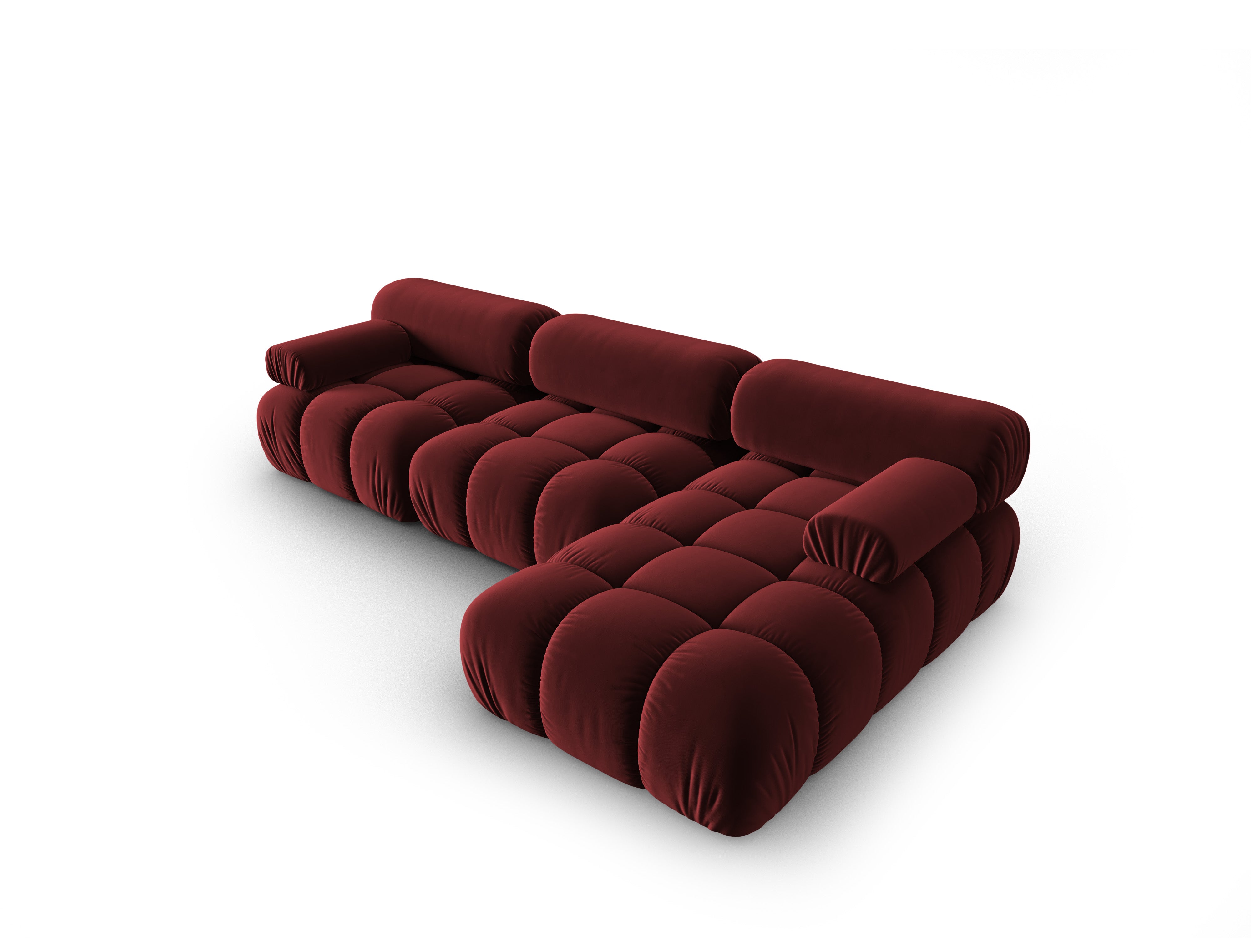 CORTINA velvet corner sofa for 4 people right-facing wine red [Ewelina] [Amelia spr]