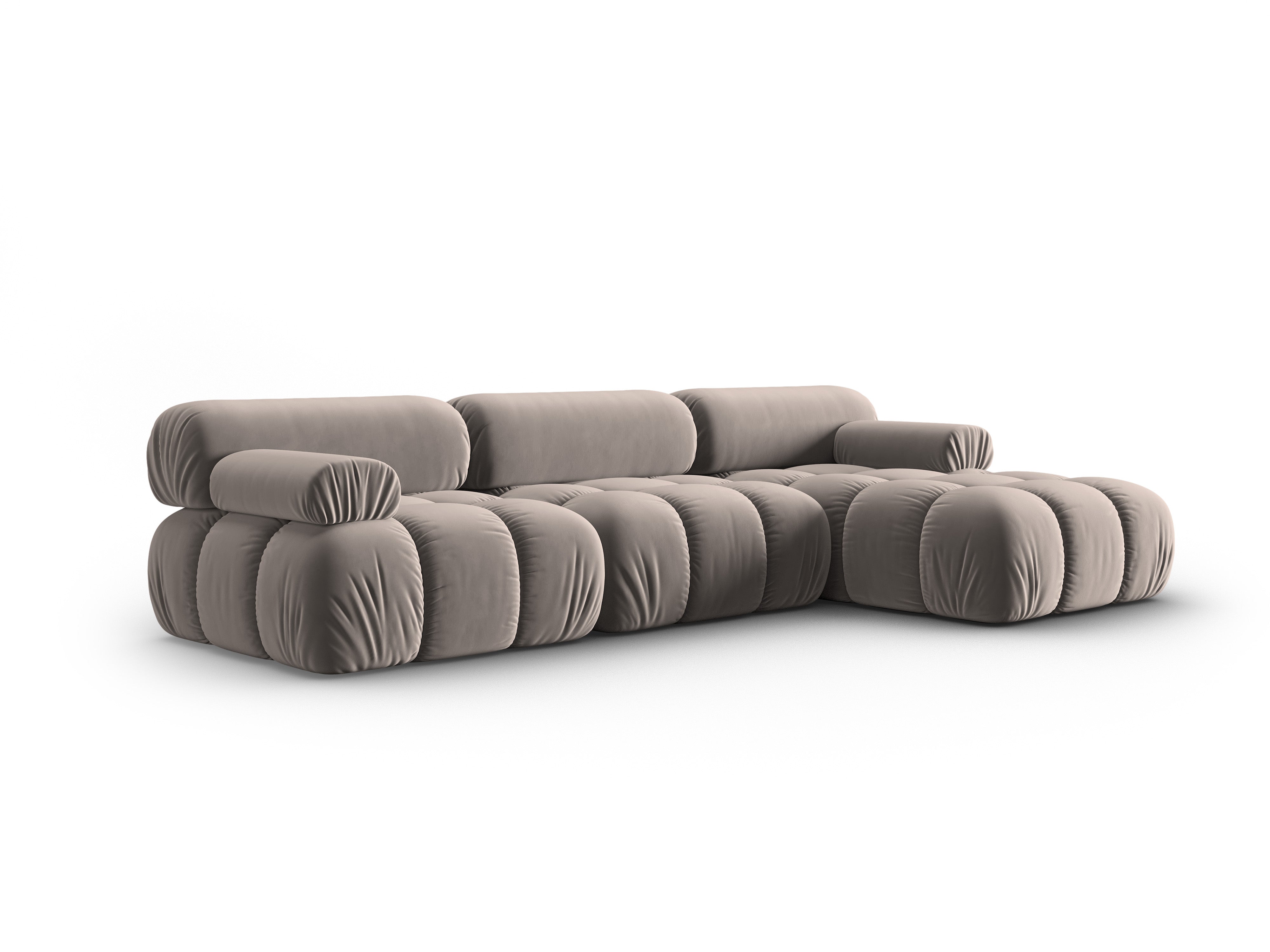 CORTINA cappuccino right-facing velvet corner sofa for 4 people [Ewelina] [Amelia spr]