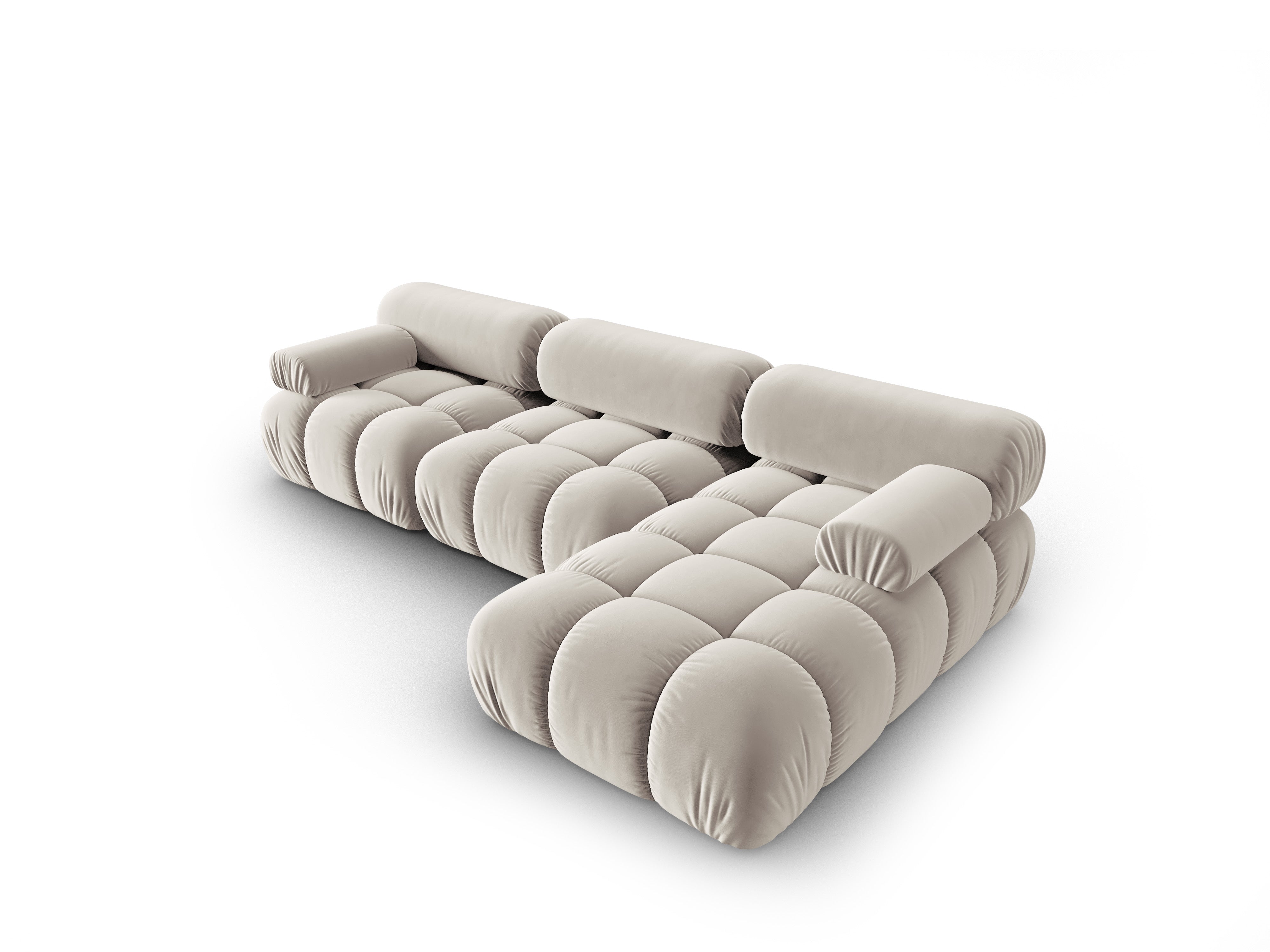 Beige Velvet Corner Sofa for 4 People Right Side CORTINA [Ewelina] [Amelia spr]