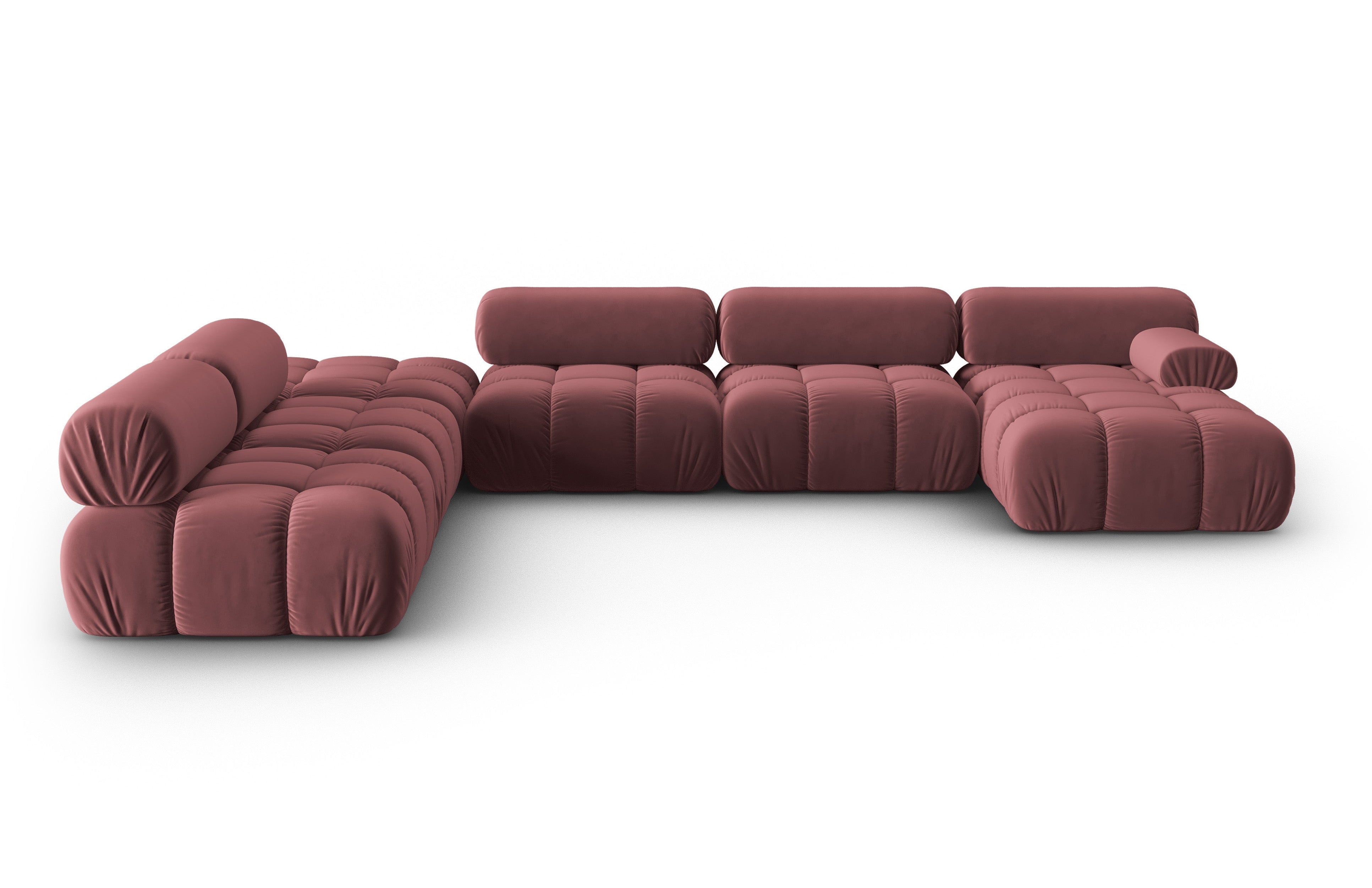 CORTINA Pink Left-Side Velvet Panoramic Corner Sofa