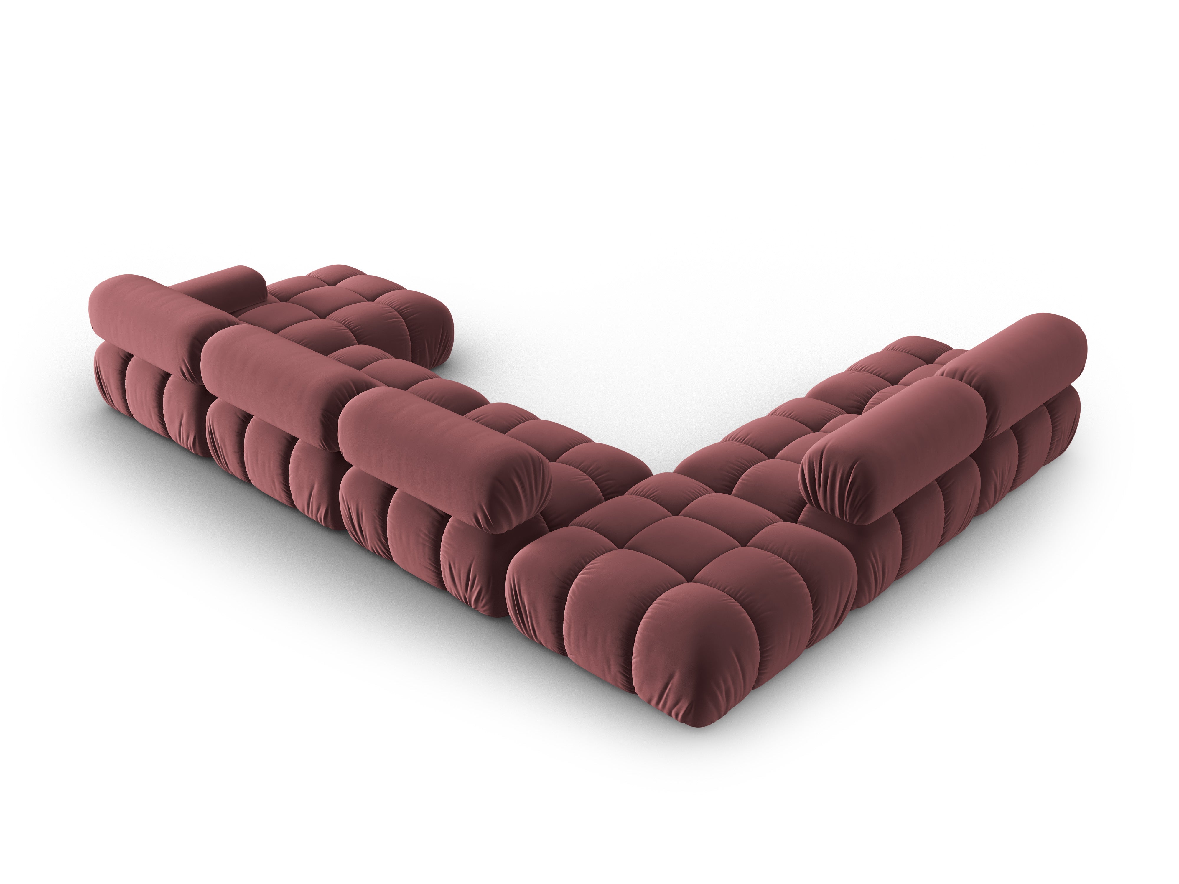 CORTINA Pink Left-Side Velvet Panoramic Corner Sofa