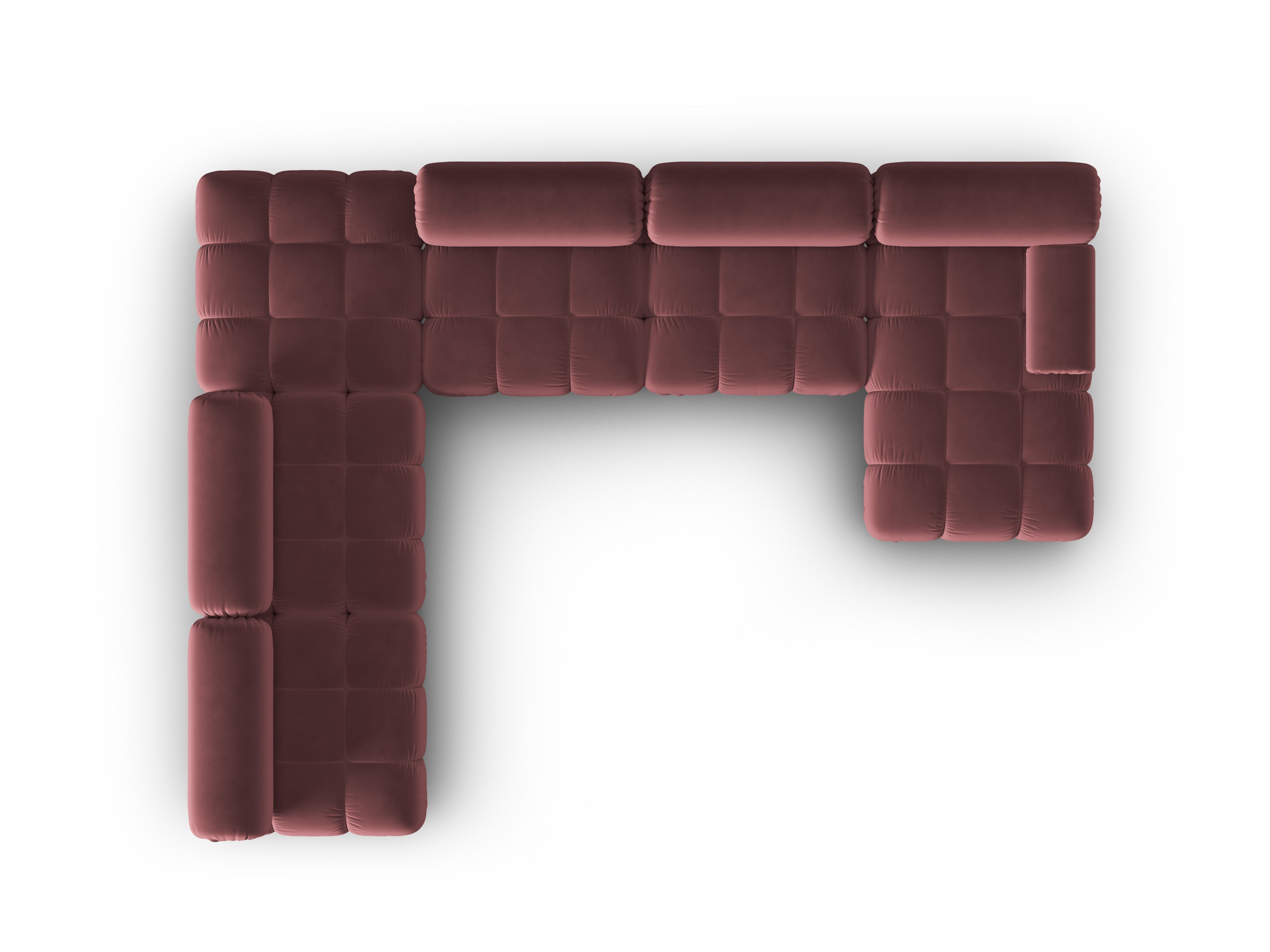 CORTINA Pink Left-Side Velvet Panoramic Corner Sofa