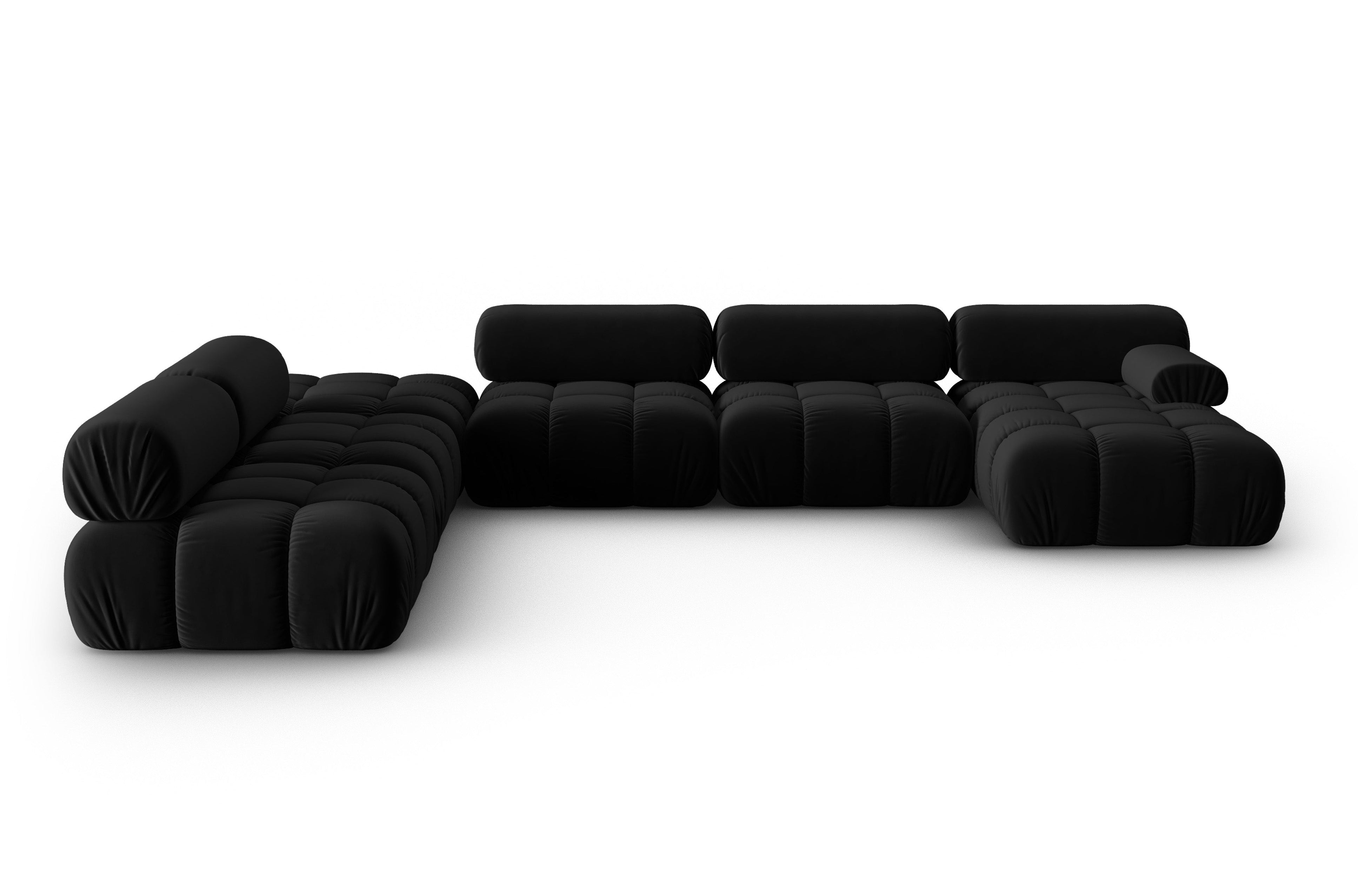 CORTINA Black Left-Side Velvet Panoramic Corner Sofa