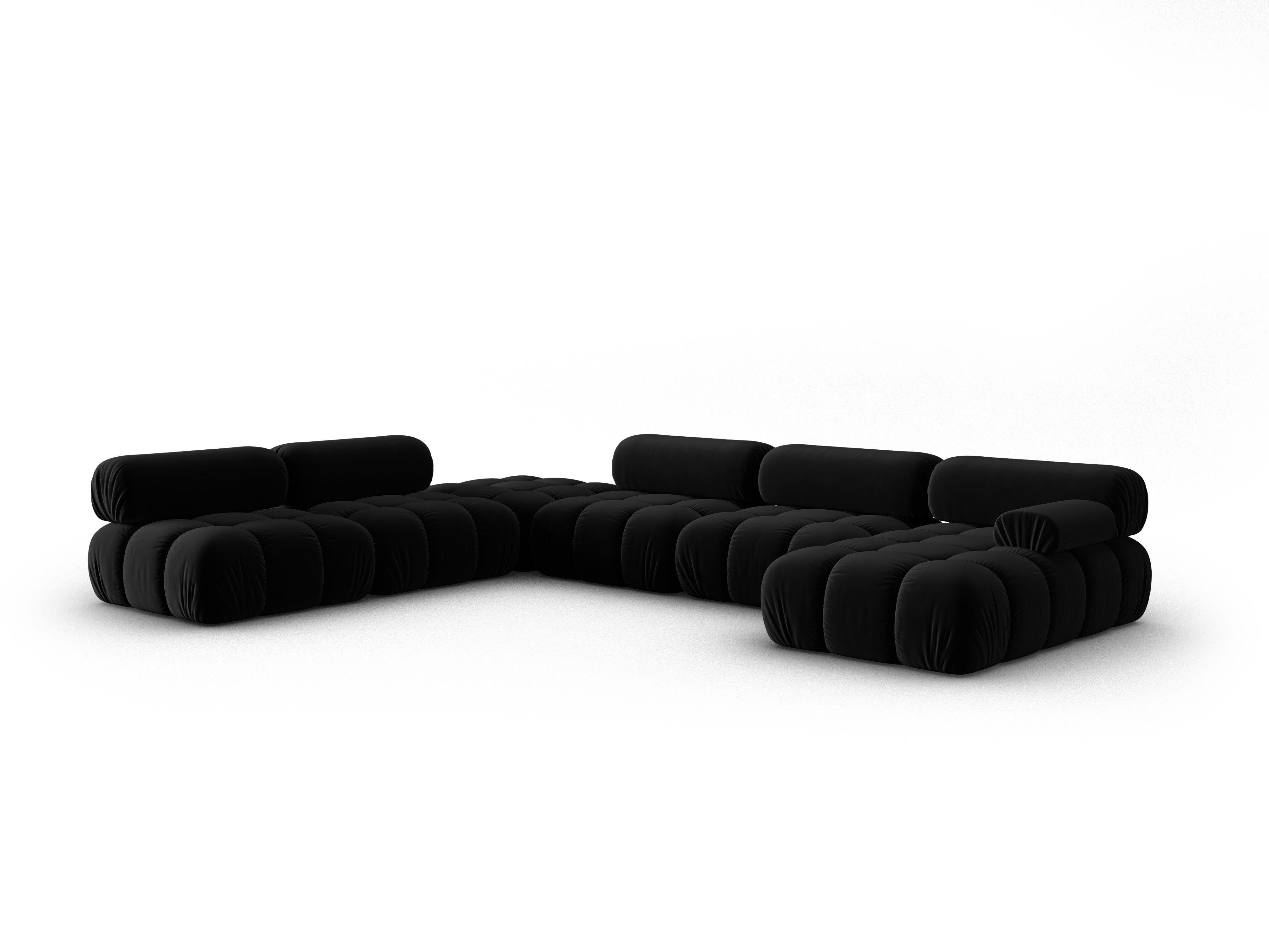 CORTINA Black Left-Side Velvet Panoramic Corner Sofa