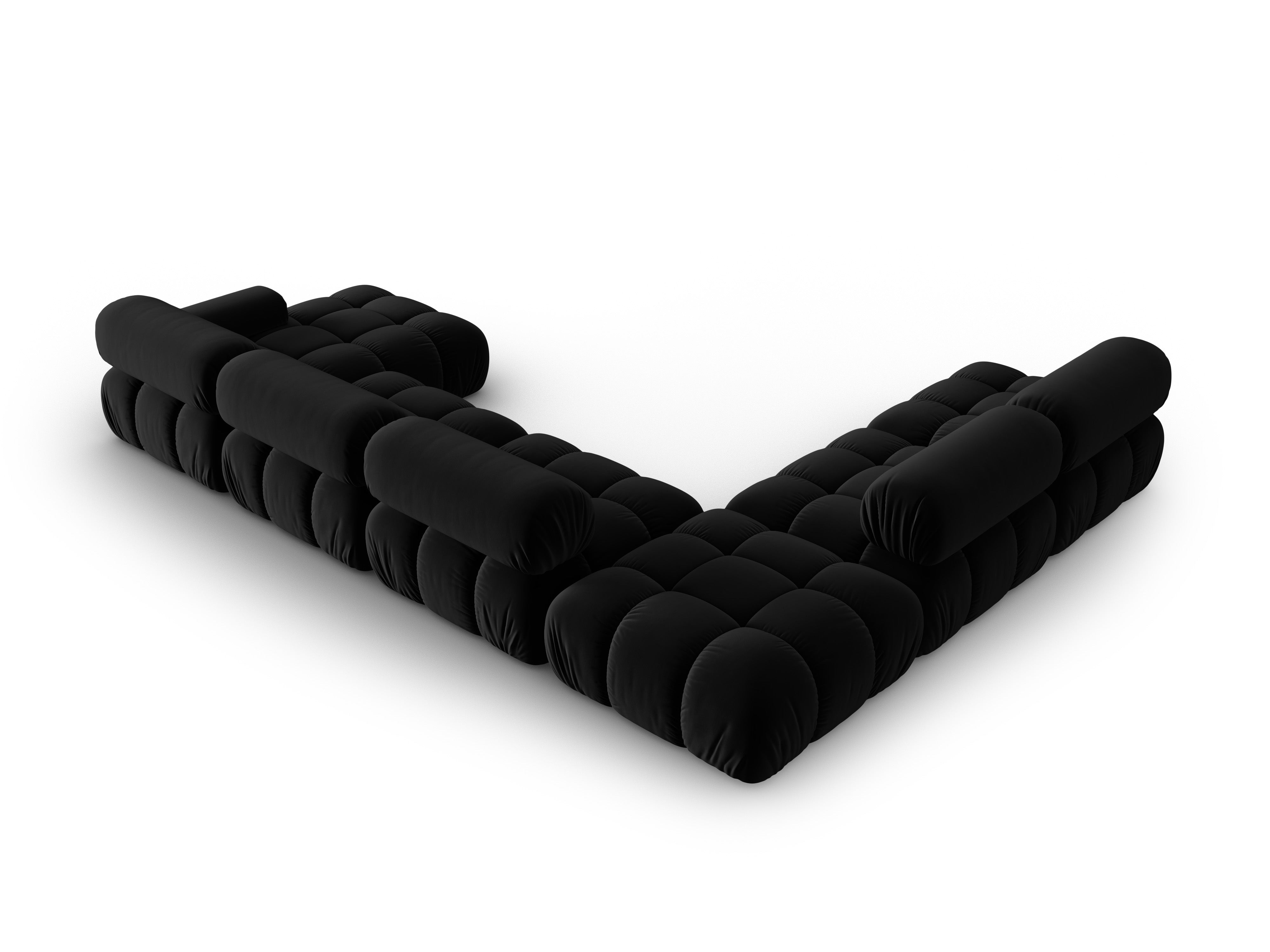 CORTINA Black Left-Side Velvet Panoramic Corner Sofa
