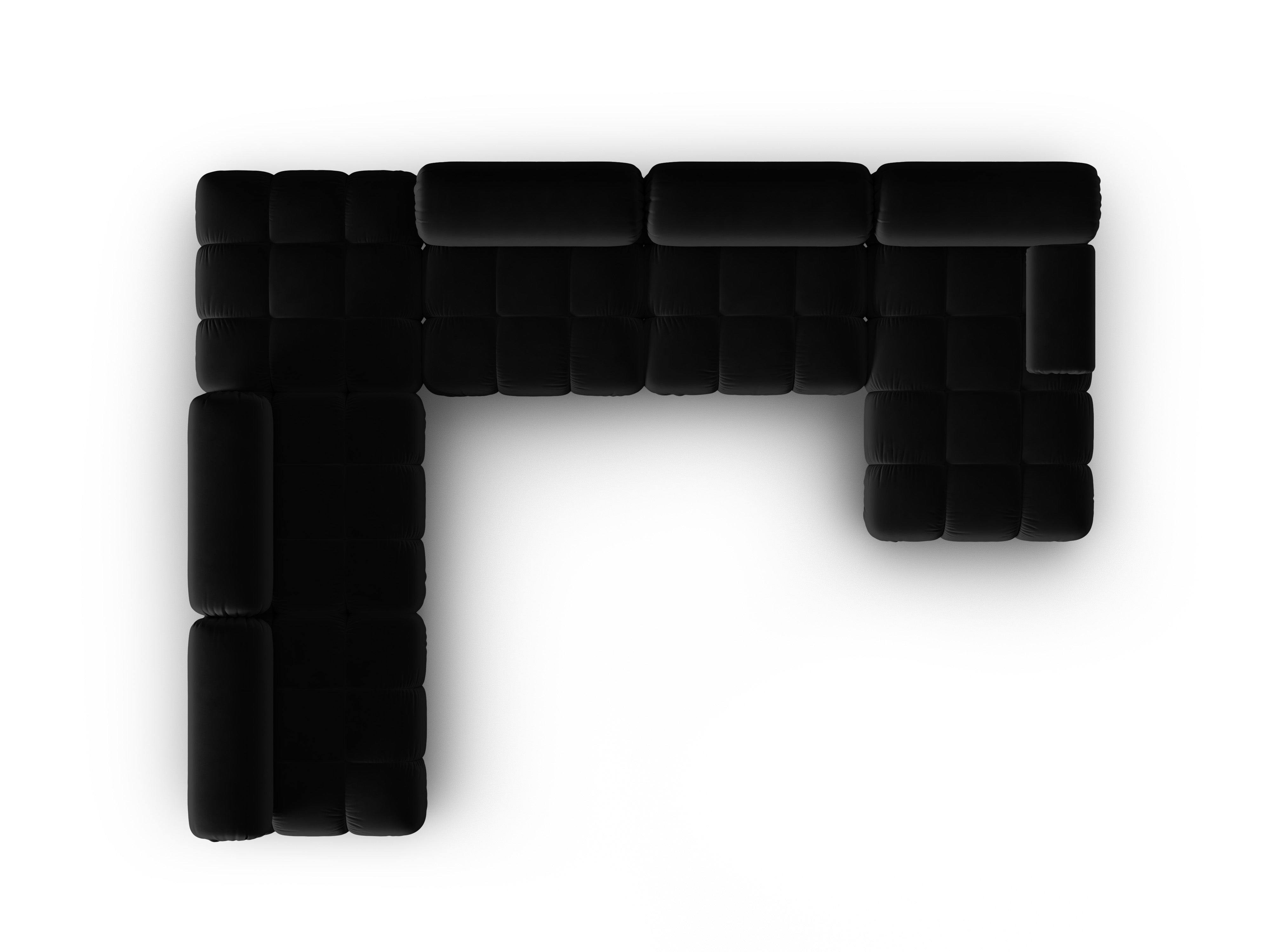 CORTINA Black Left-Side Velvet Panoramic Corner Sofa