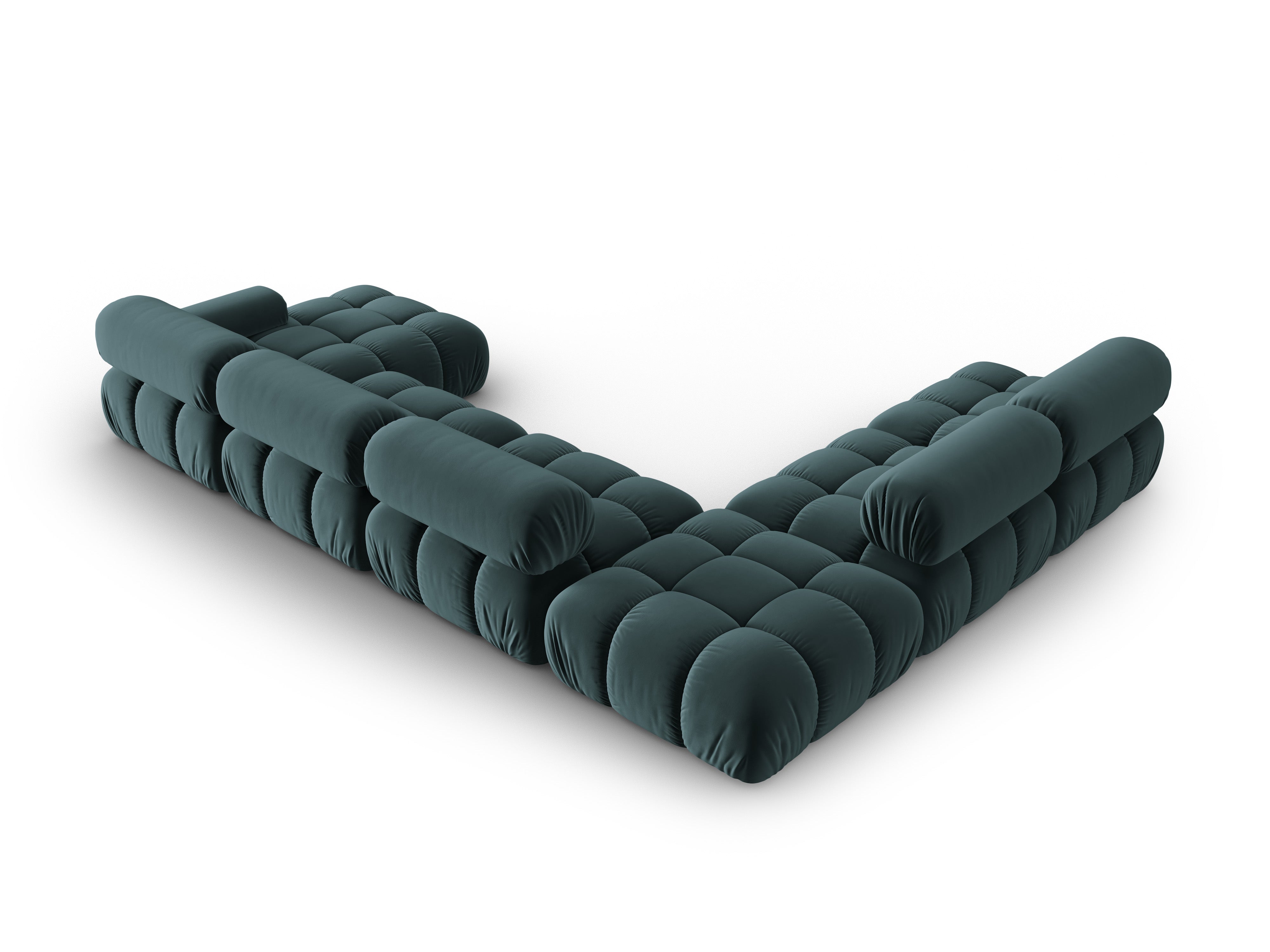 CORTINA Turquoise Left-Handed Velvet Panoramic Corner Sofa