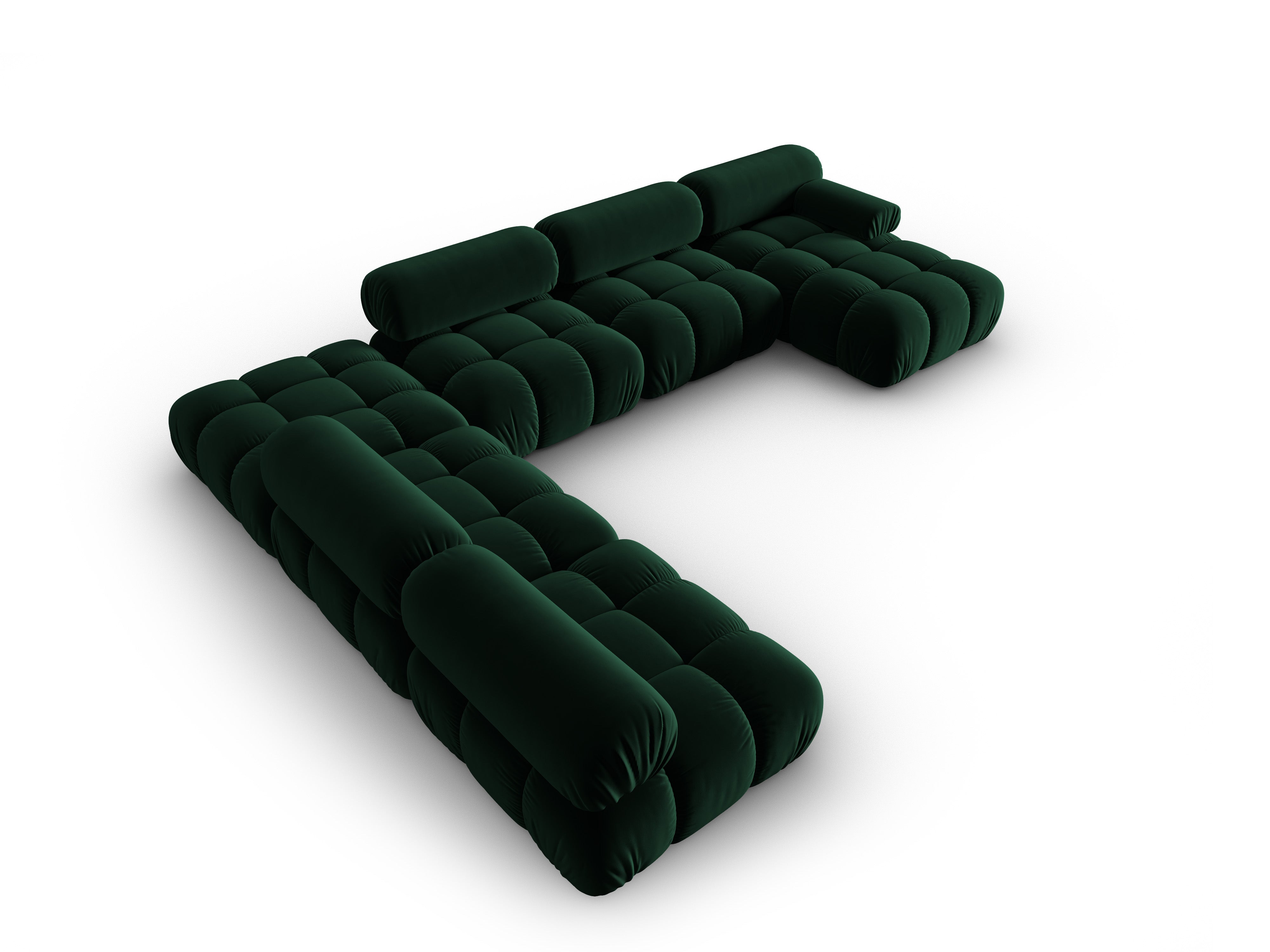 CORTINA Left-Arm Velvet Panoramic Corner Sofa in Bottle Green