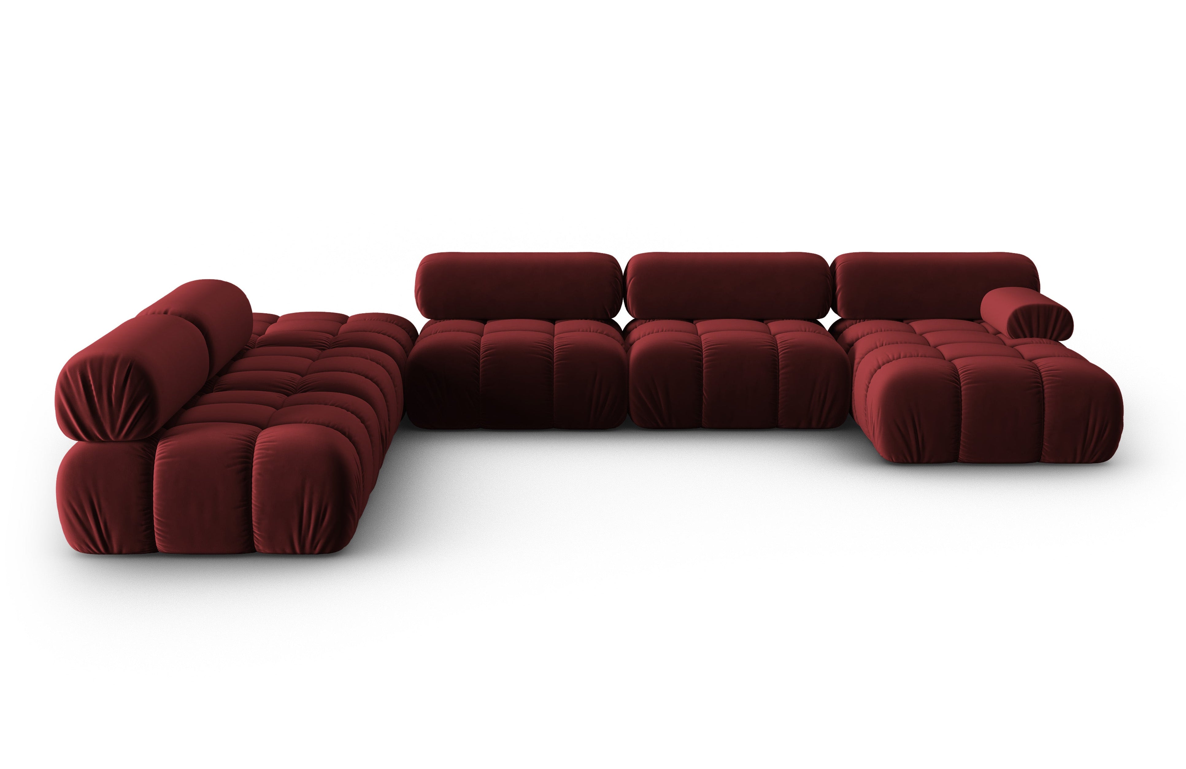 CORTINA Left-Arm Velvet Panoramic Sofa in Wine Red