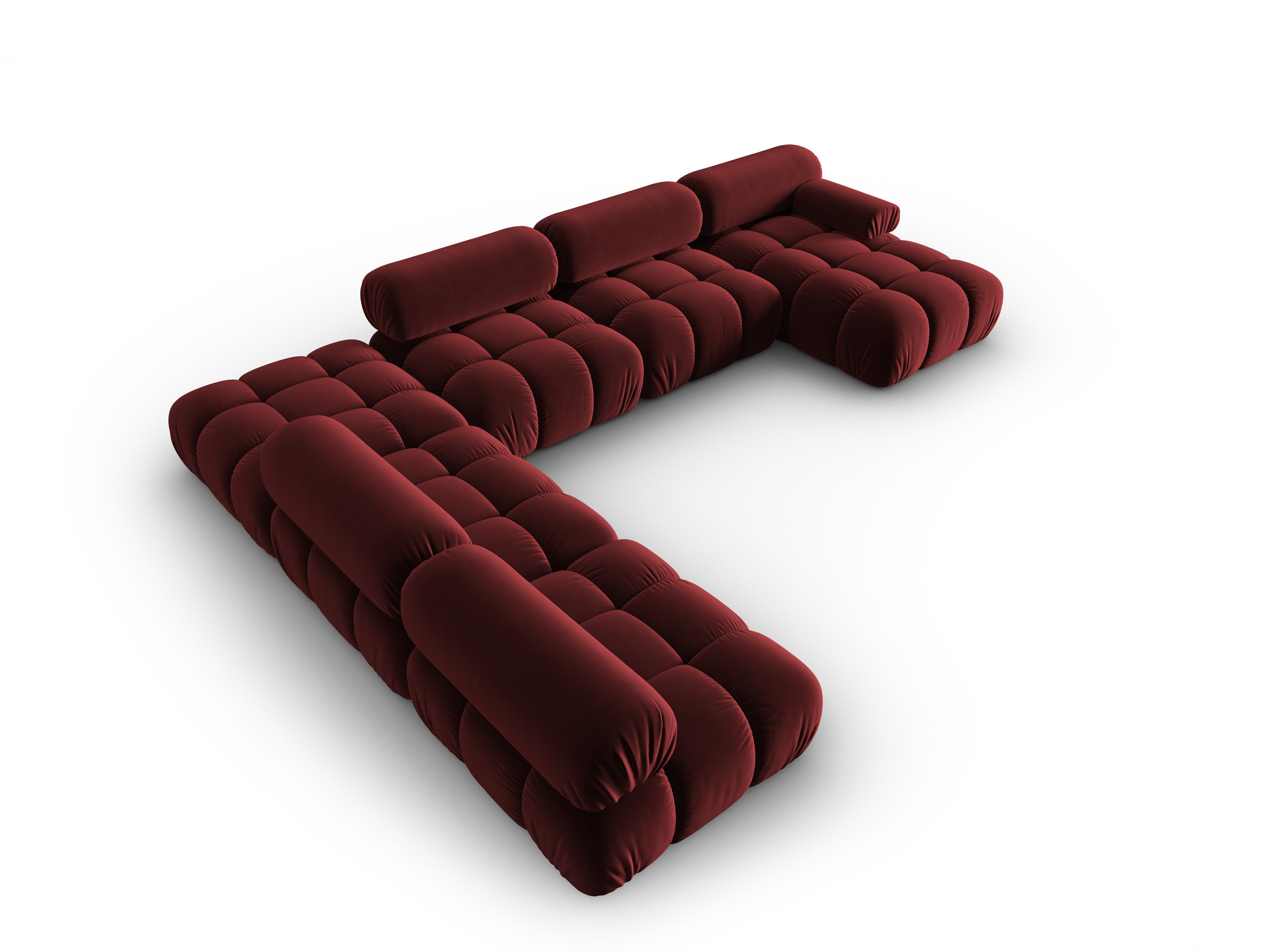 CORTINA Left-Arm Velvet Panoramic Sofa in Wine Red