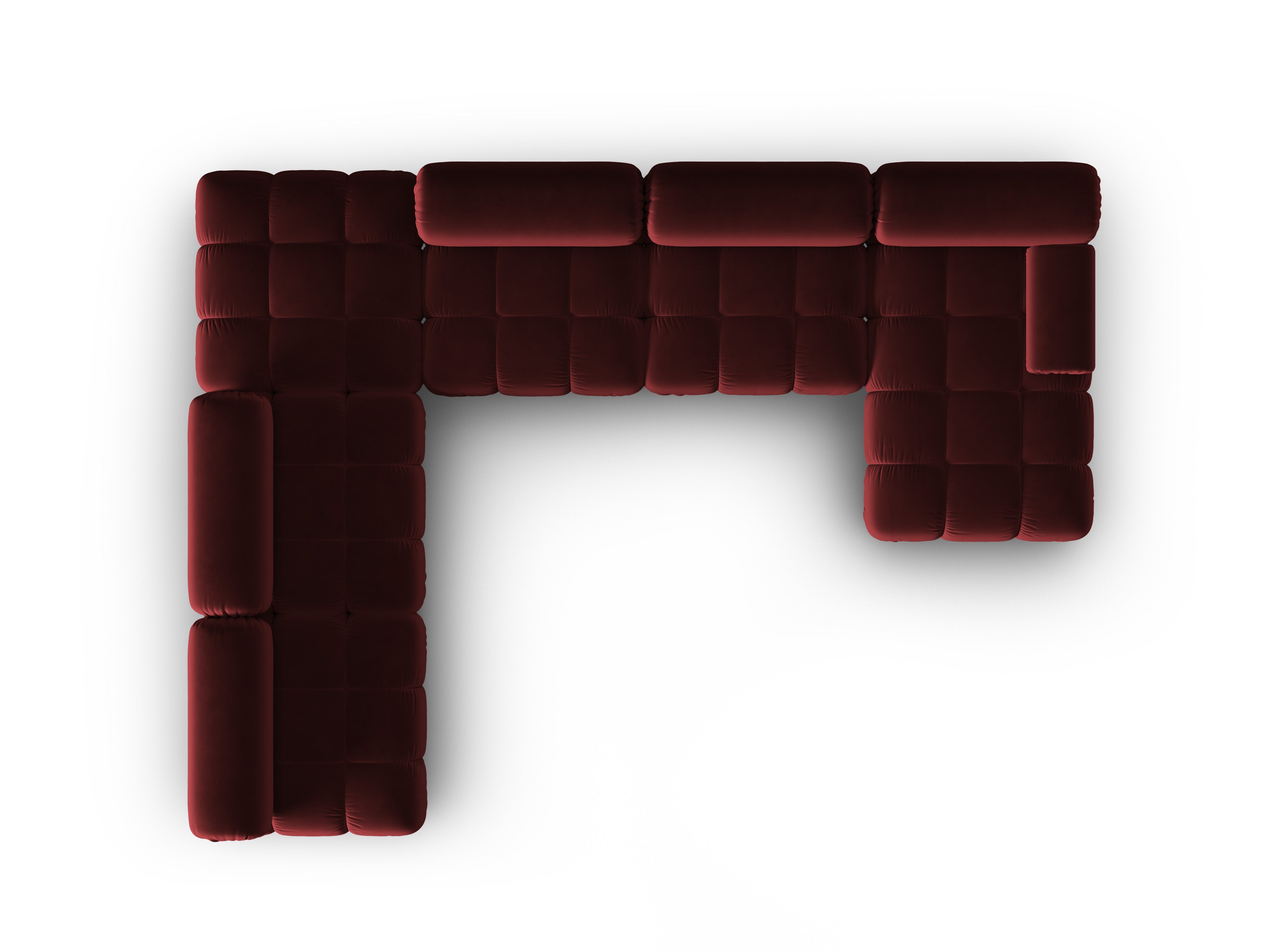 CORTINA Left-Arm Velvet Panoramic Sofa in Wine Red