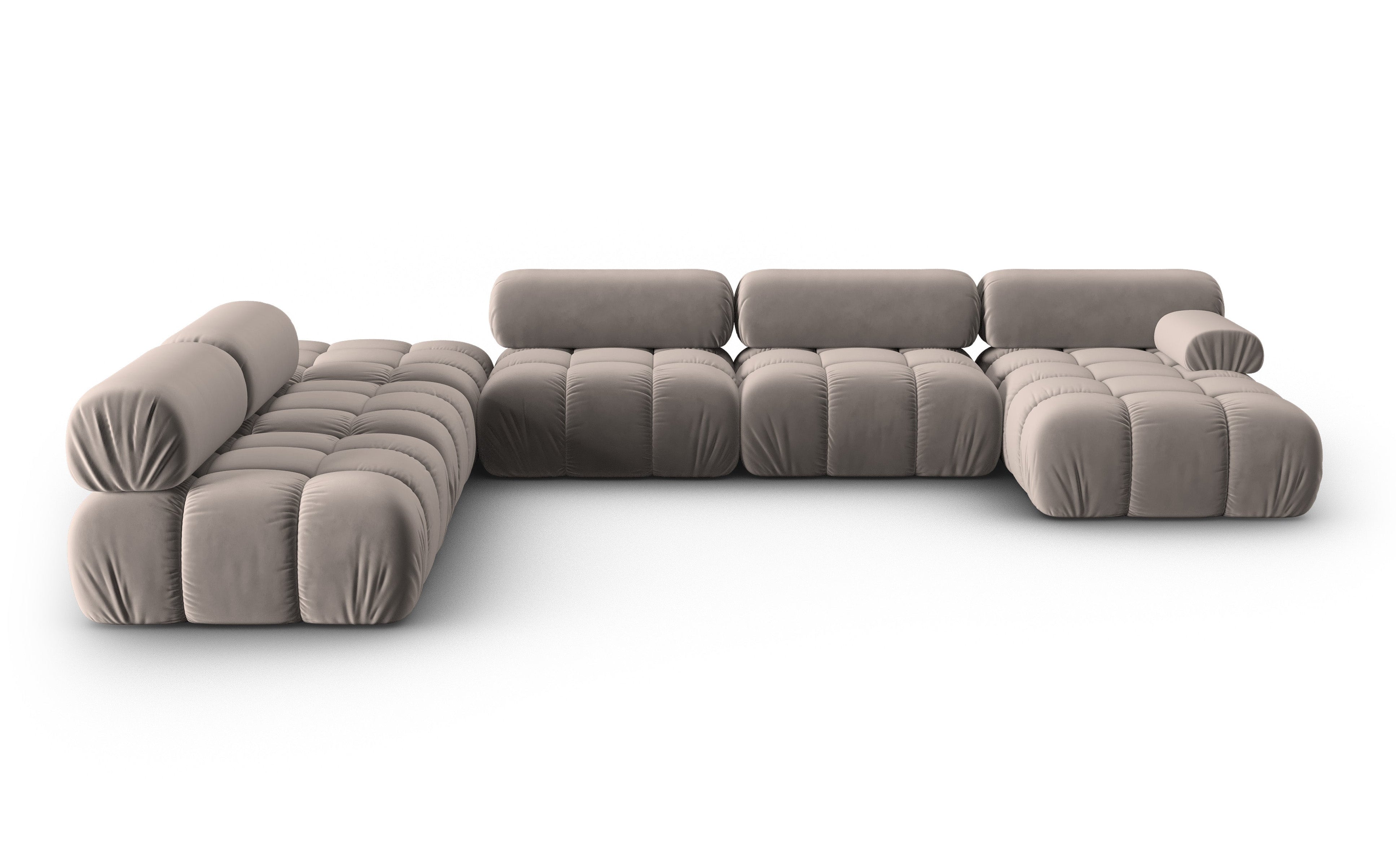 Panoramischer Samt-Ecksofa links CORTINA cappuccino