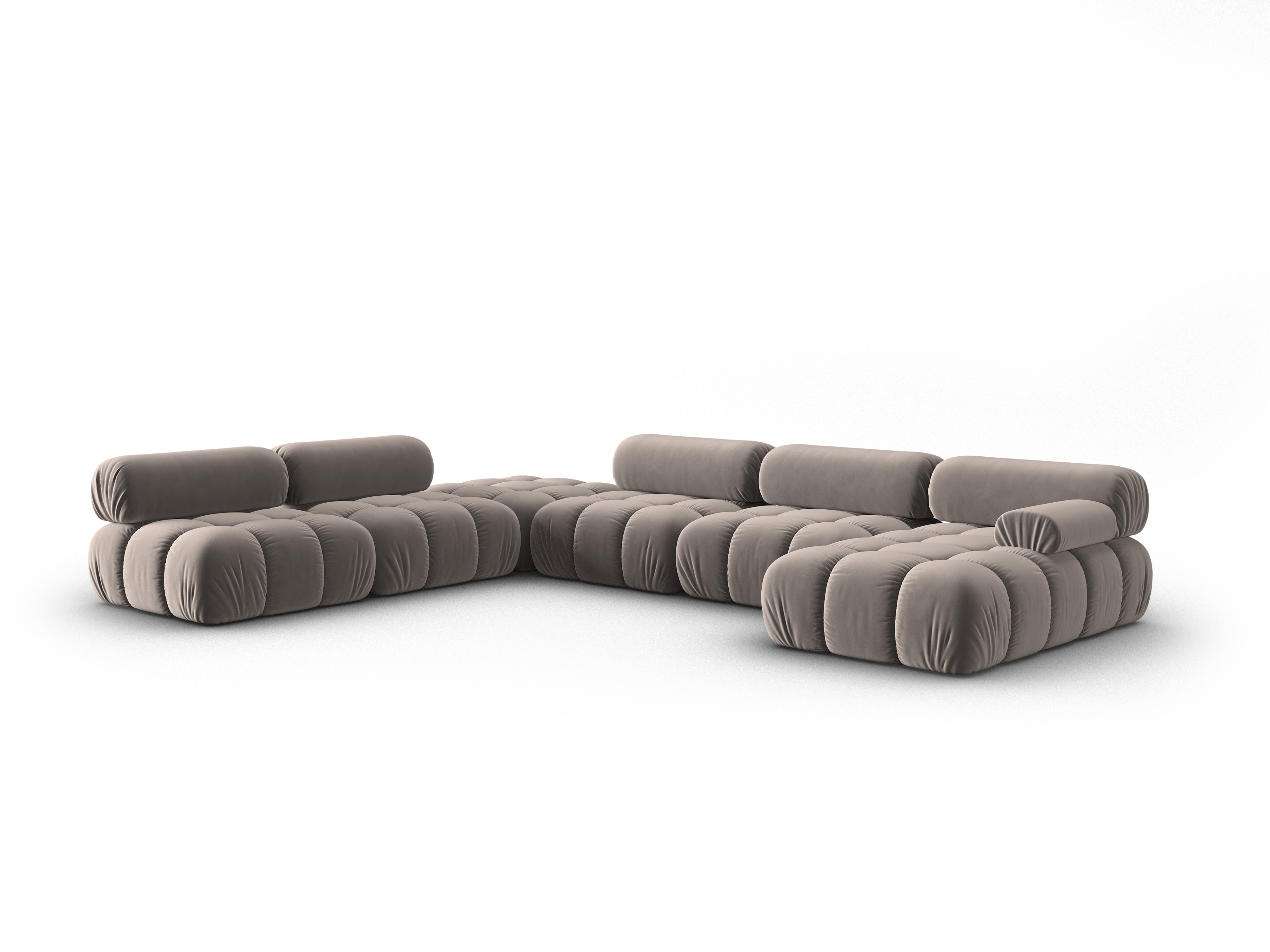 Panoramischer Samt-Ecksofa links CORTINA cappuccino