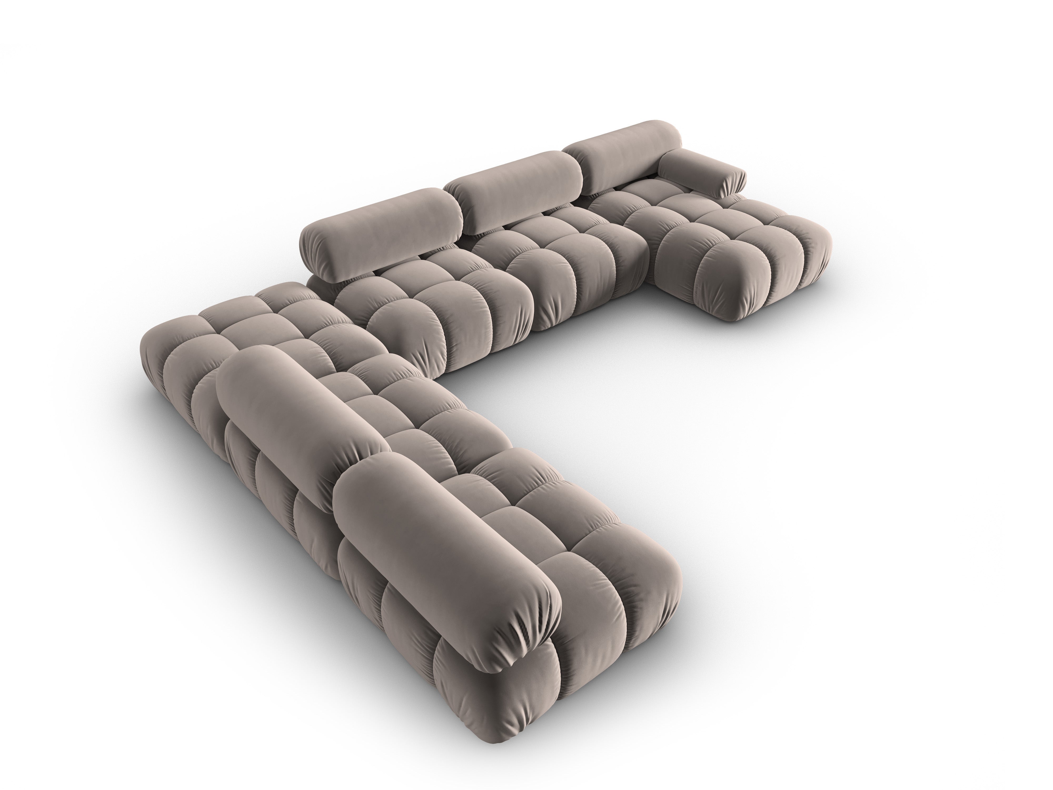 Panoramischer Samt-Ecksofa links CORTINA cappuccino
