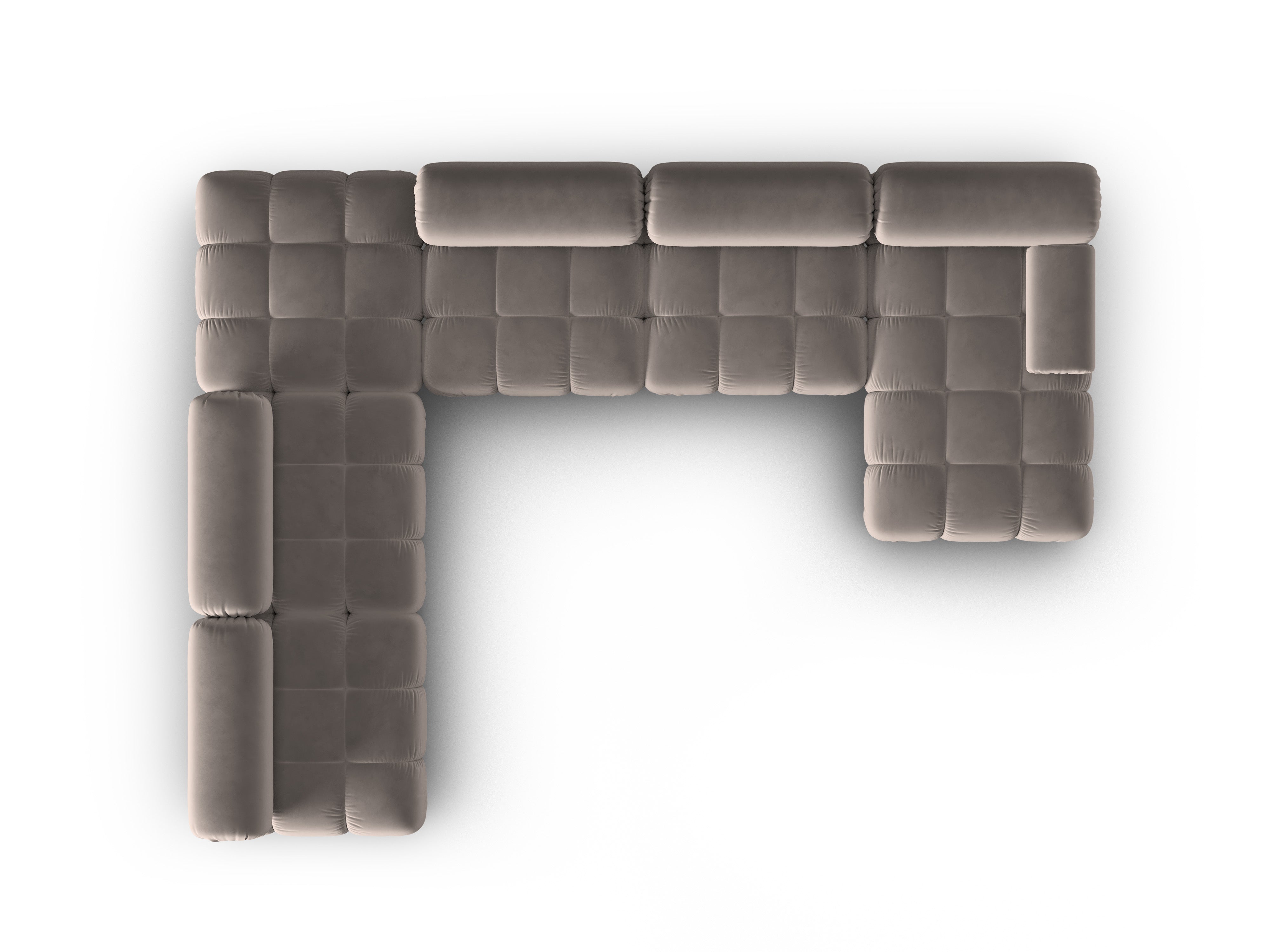 Panoramischer Samt-Ecksofa links CORTINA cappuccino
