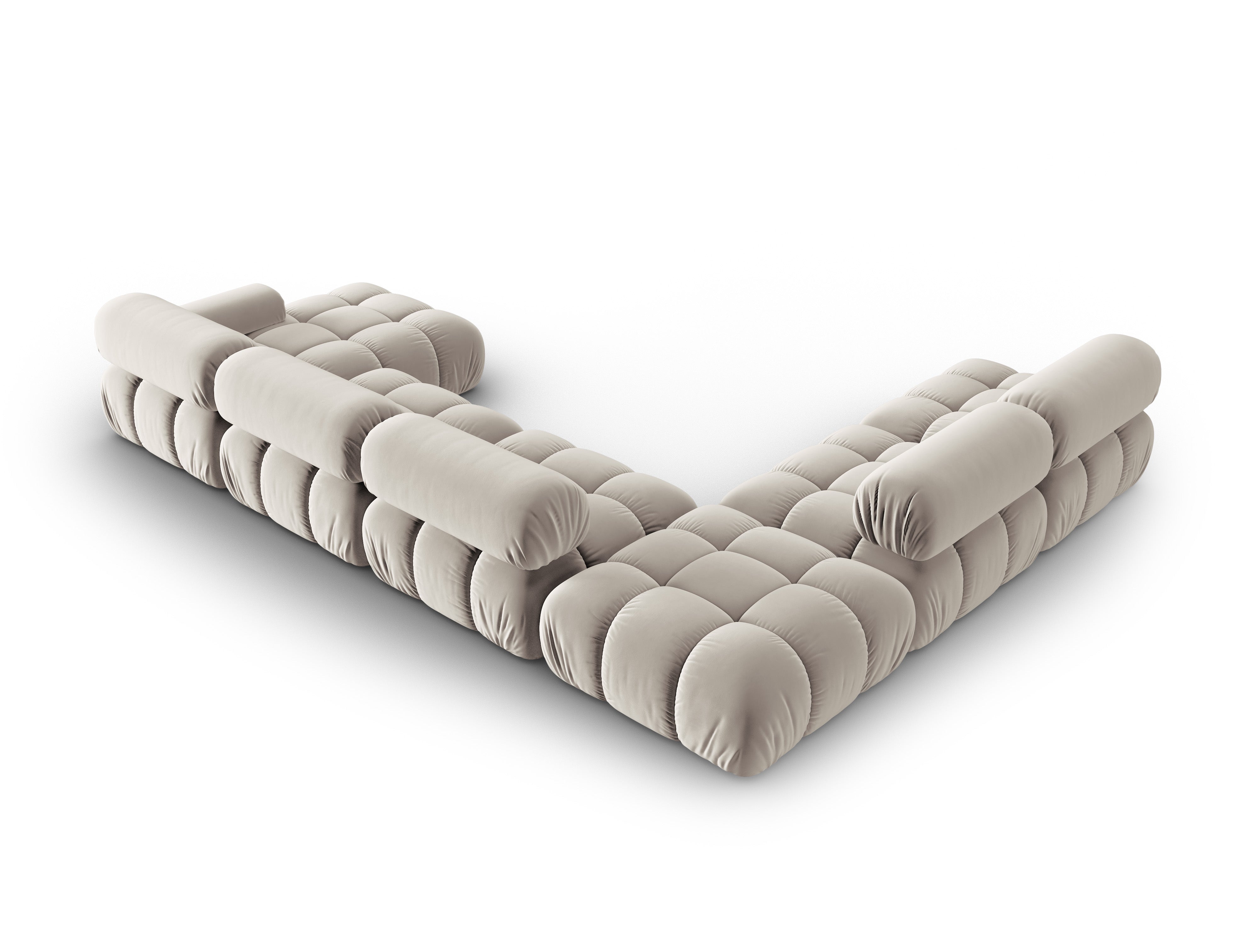 Panoramacouch aus Samt links CORTINA beige