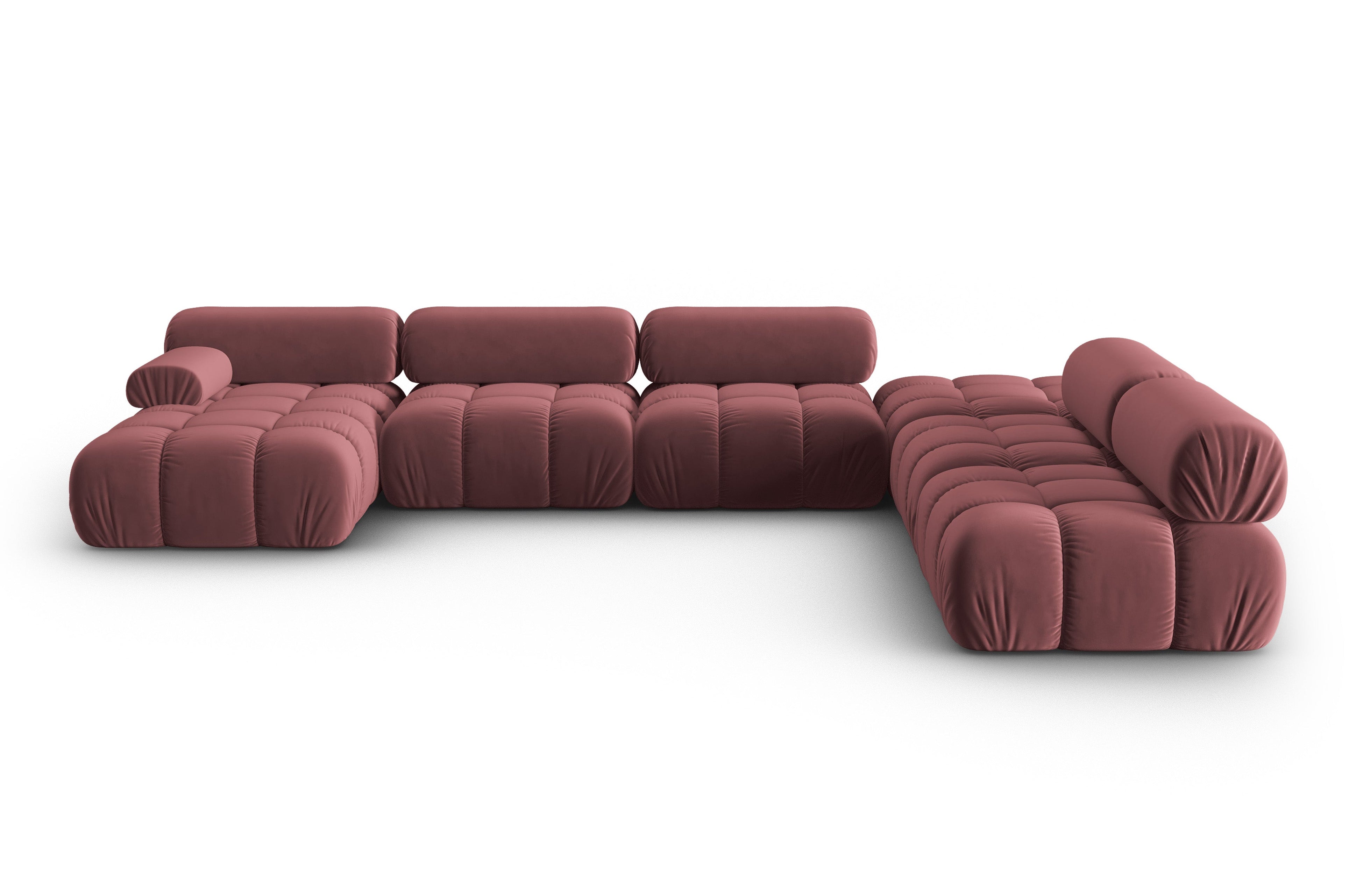 Panoramischer Samt-Ecksofa rechts CORTINA rosa