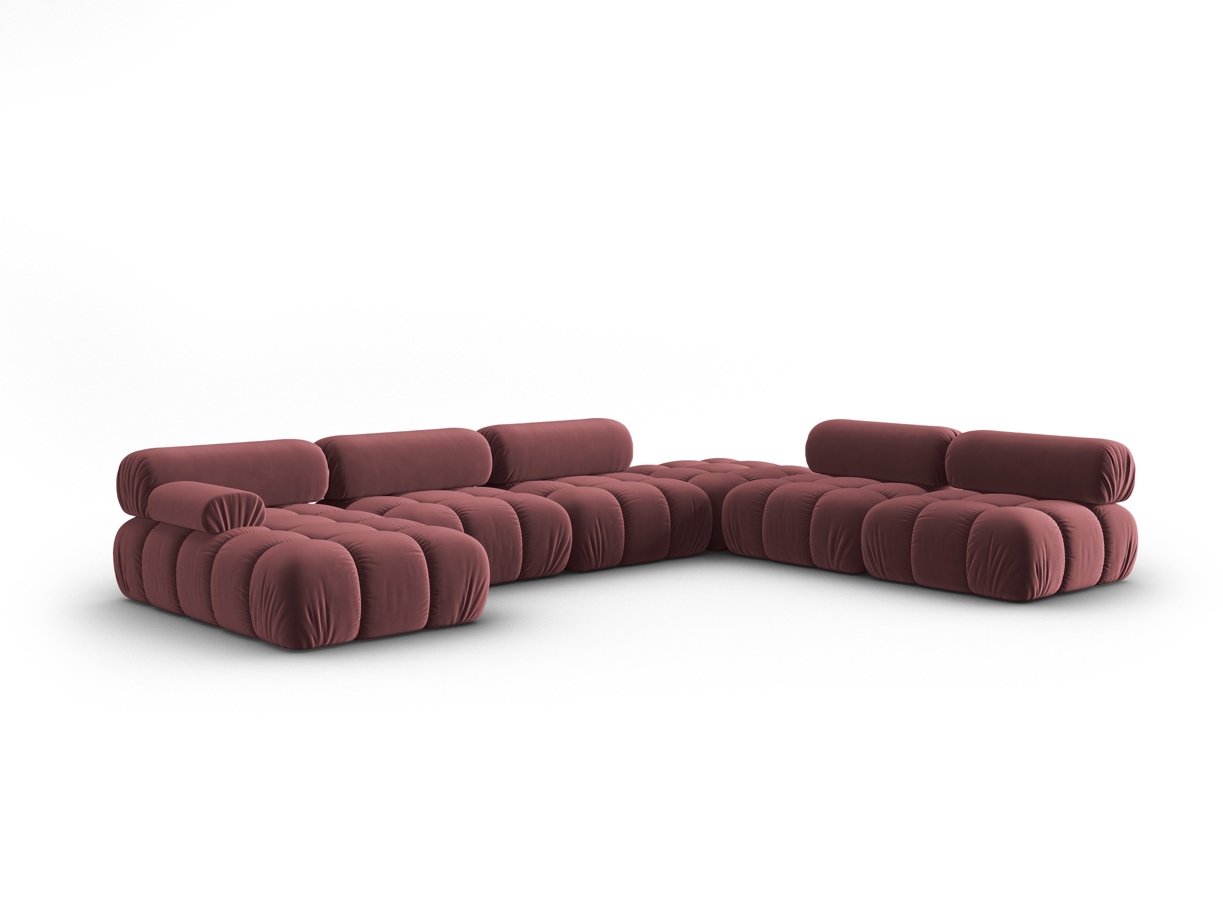 Panoramischer Samt-Ecksofa rechts CORTINA rosa