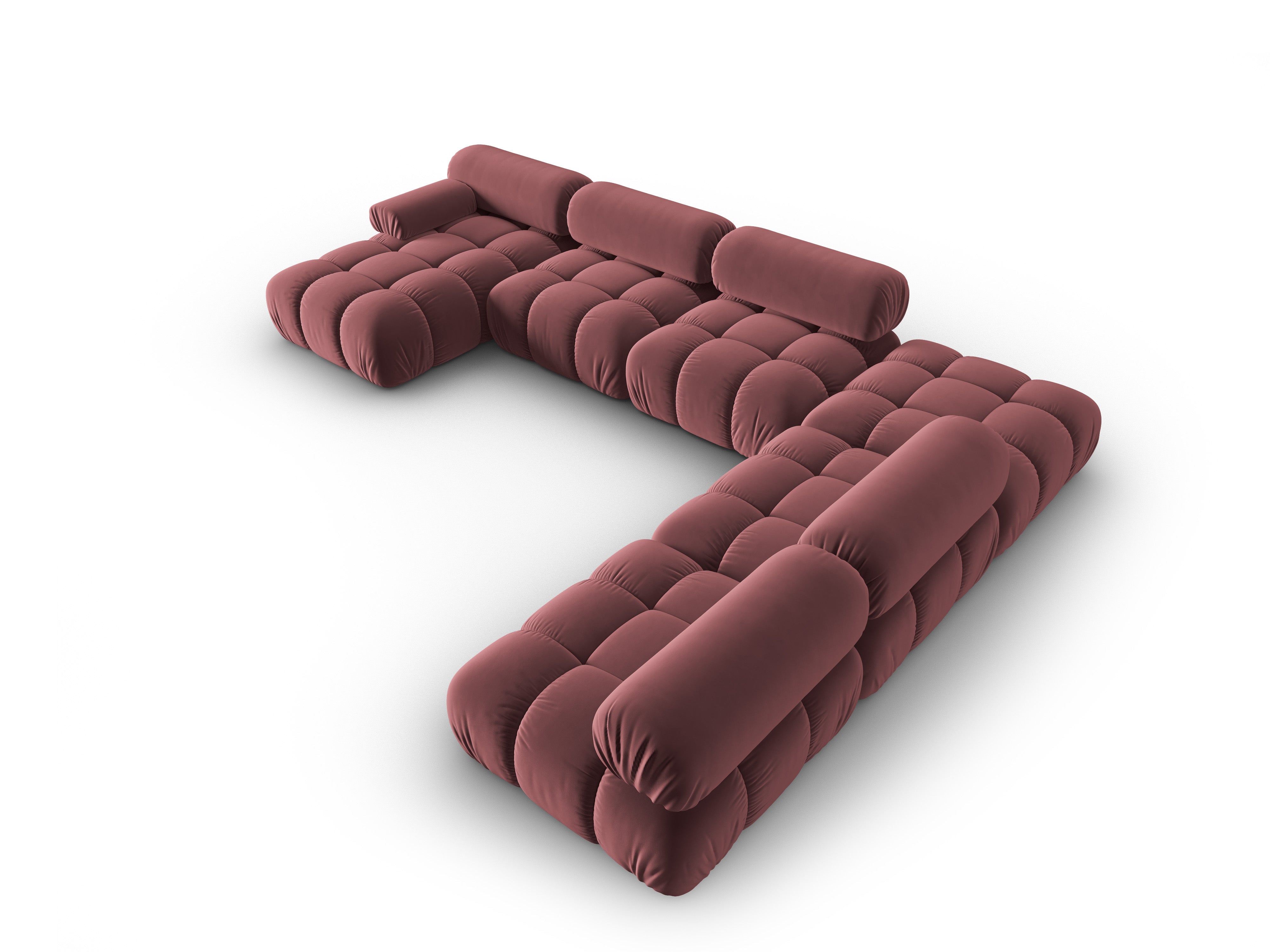Panoramischer Samt-Ecksofa rechts CORTINA rosa