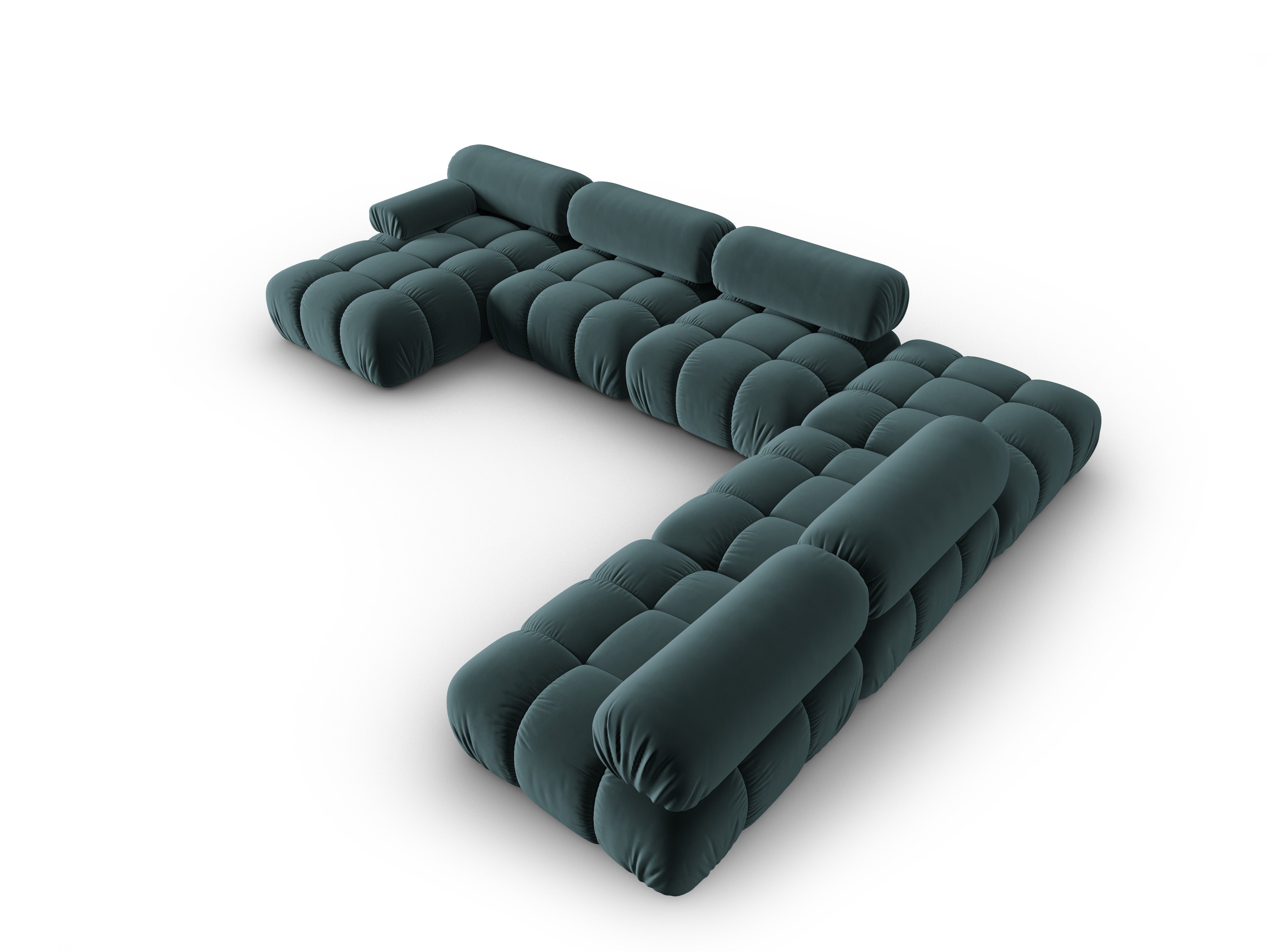 CORTINA Turquoise Right-Hand Velvet Panoramic Corner Sofa