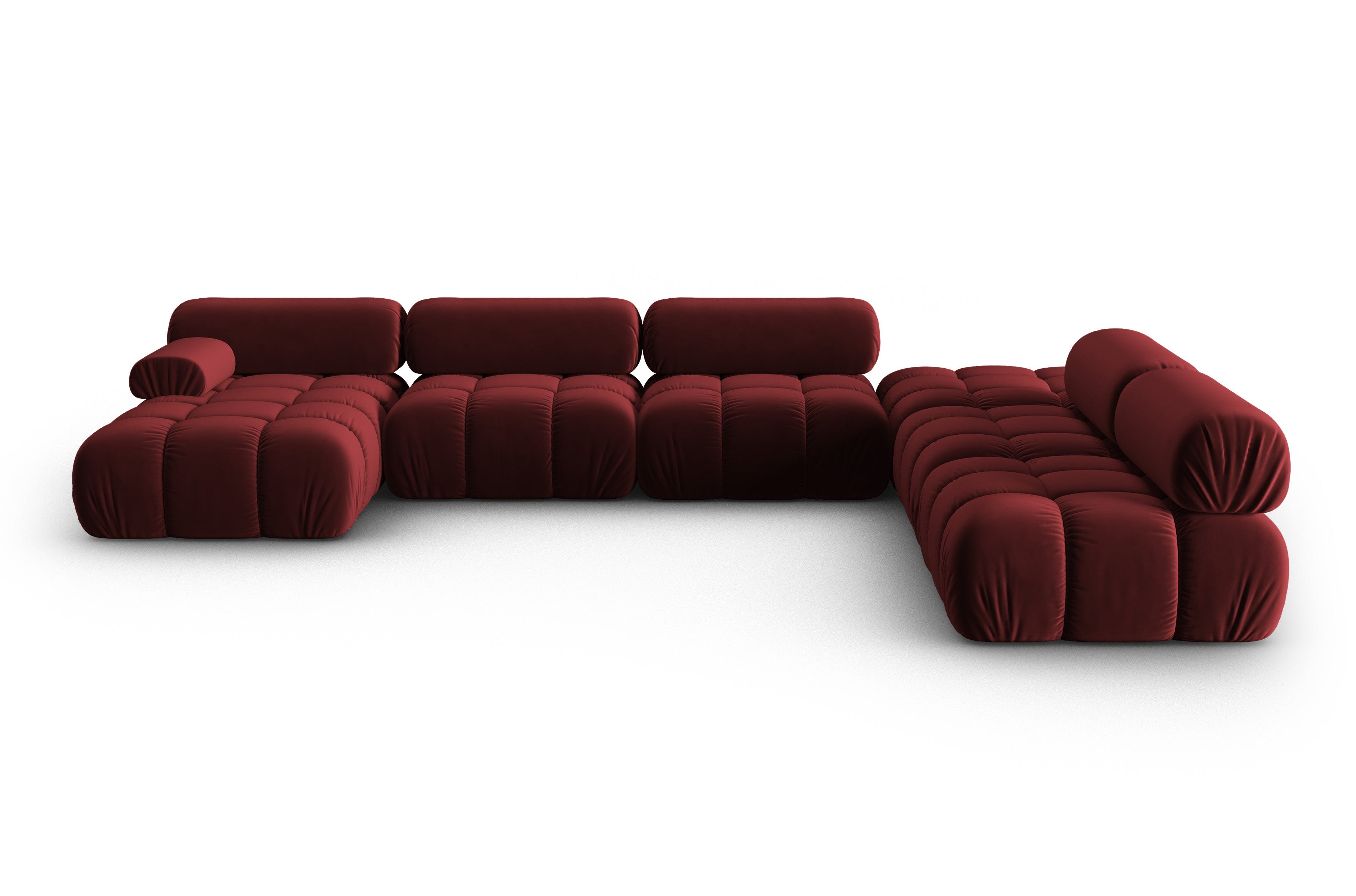 CORTINA Right-Hand Velvet Panoramic Corner Sofa in Wine Red