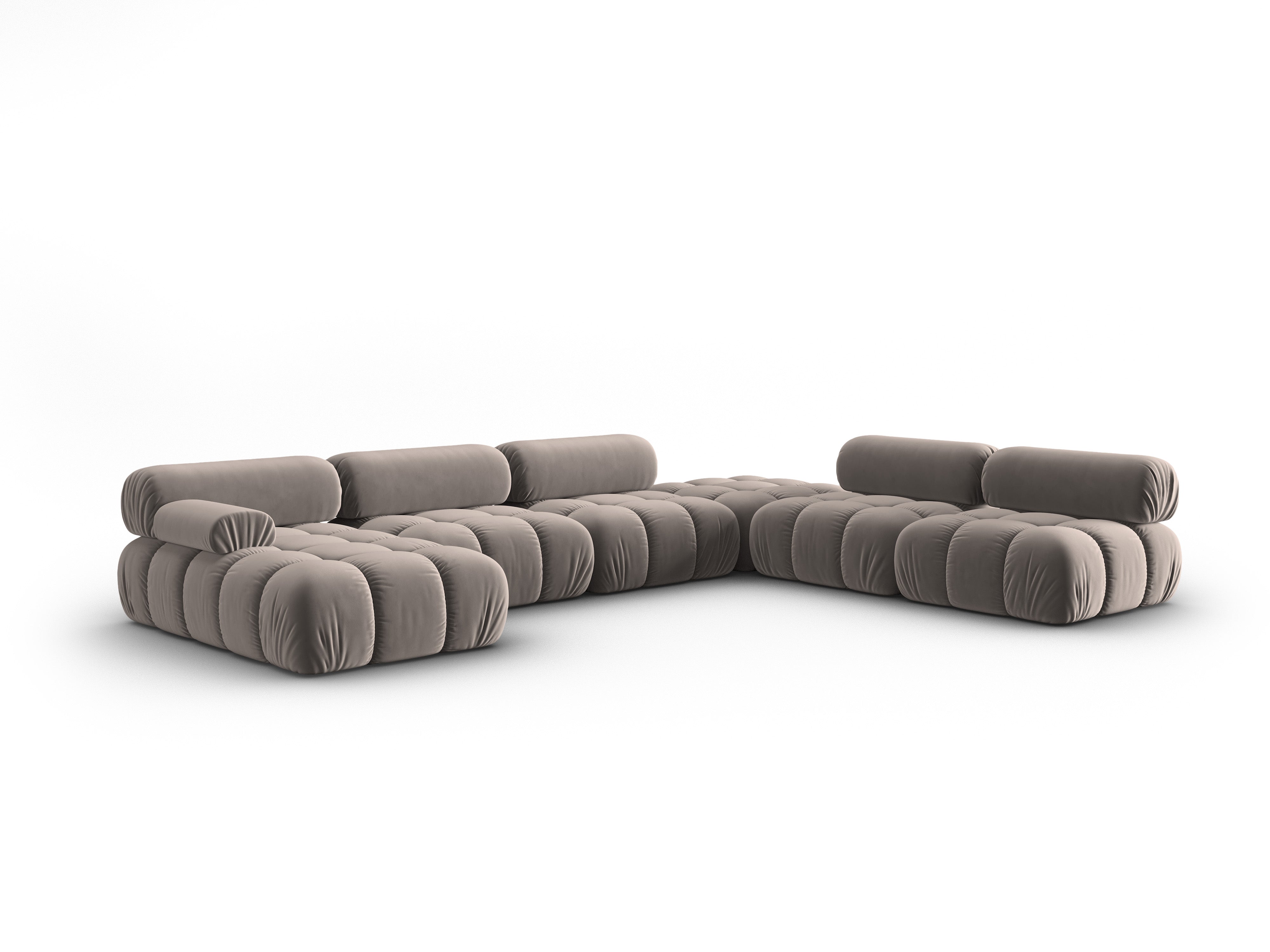 Panoramischer Samt-Ecksofa rechts CORTINA cappuccino