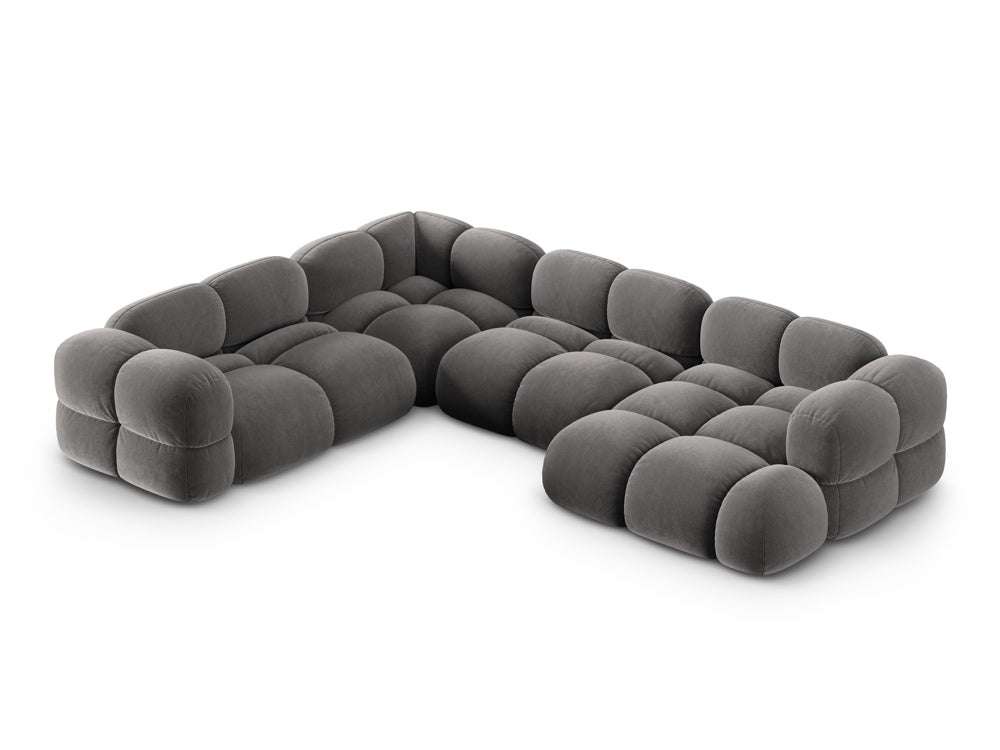Samt-U-Form-Ecksofa links LORETTO grau