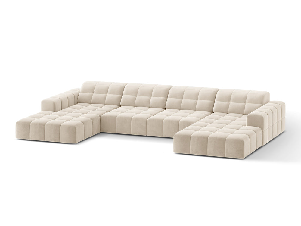 Sofa panoramiczna aksamitna 6-osobowa CHICAGO jasnobeżowy