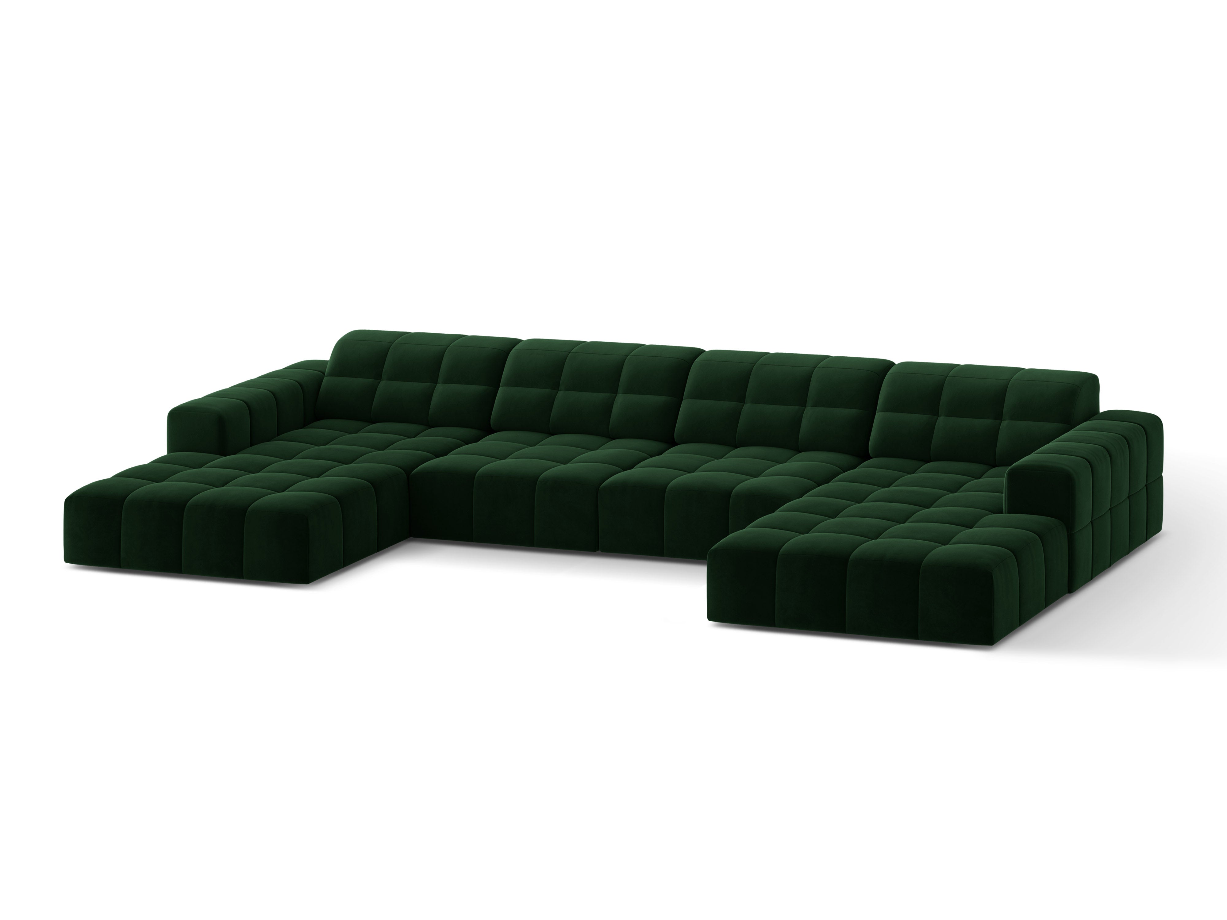 Sofa panoramiczna aksamitna 6-osobowa CHICAGO butelkowa zieleń