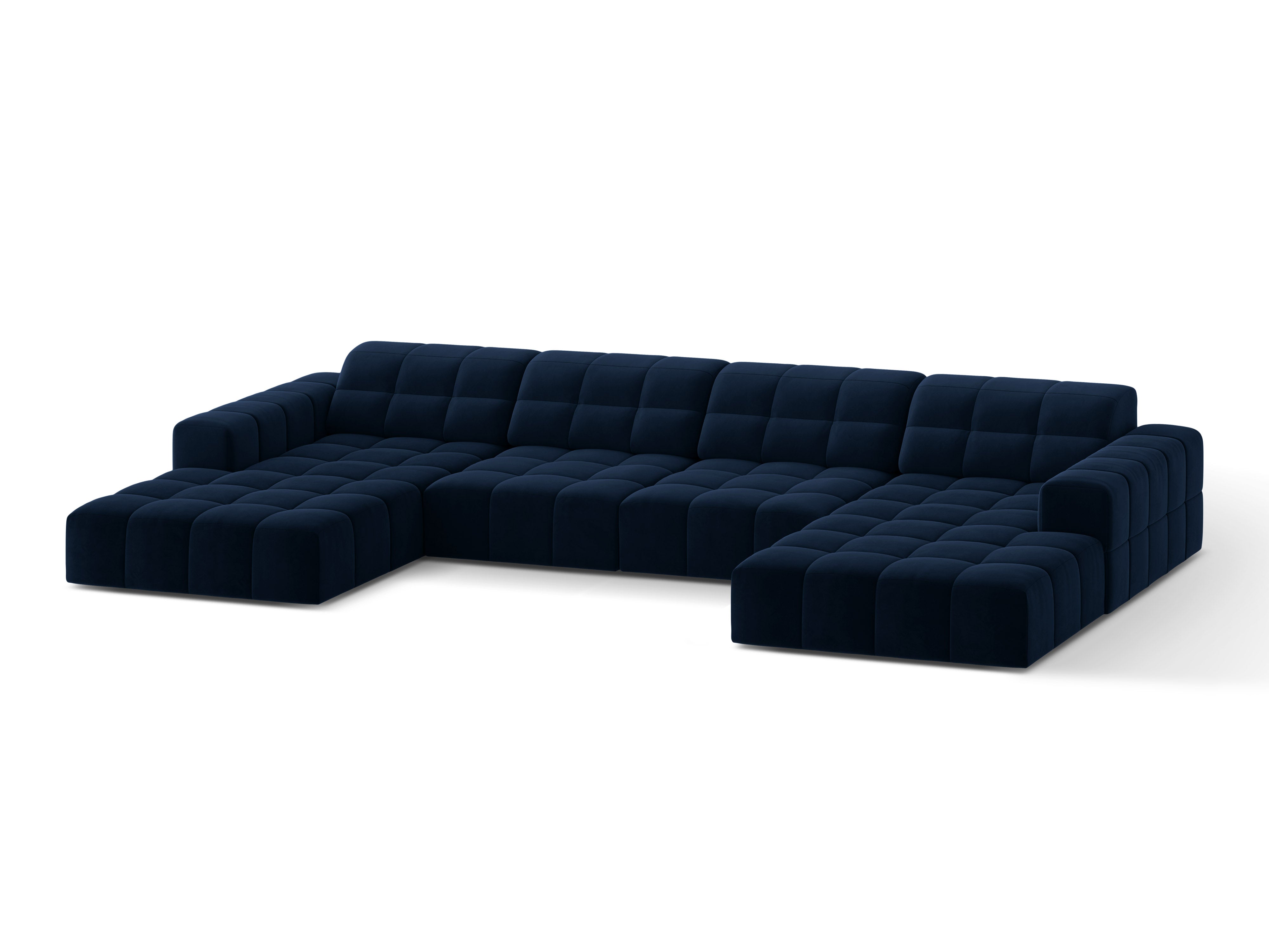 Sofa panoramiczna aksamitna 6-osobowa CHICAGO granat królewski