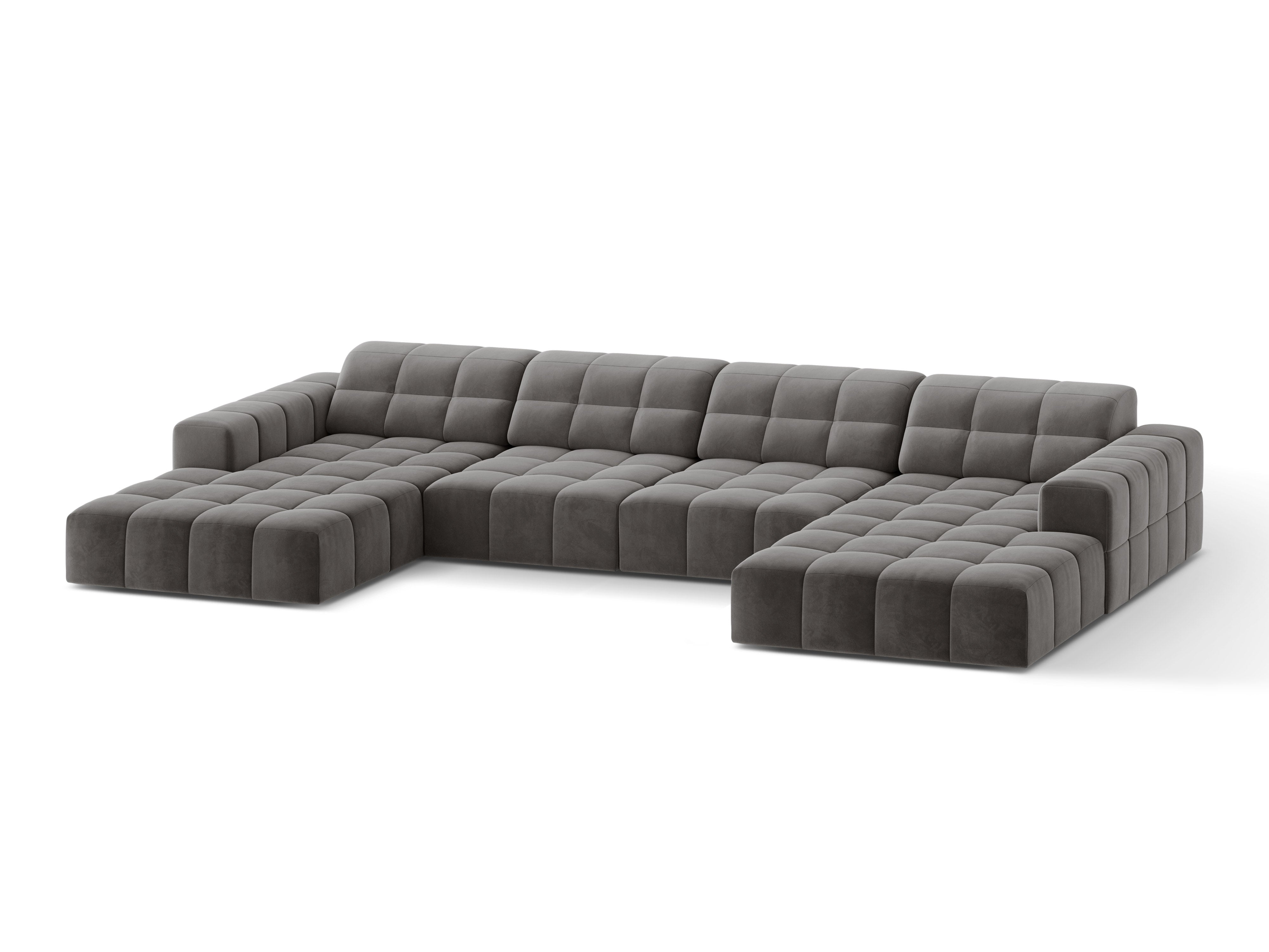 Sofa panoramiczna aksamitna 6-osobowa CHICAGO szary