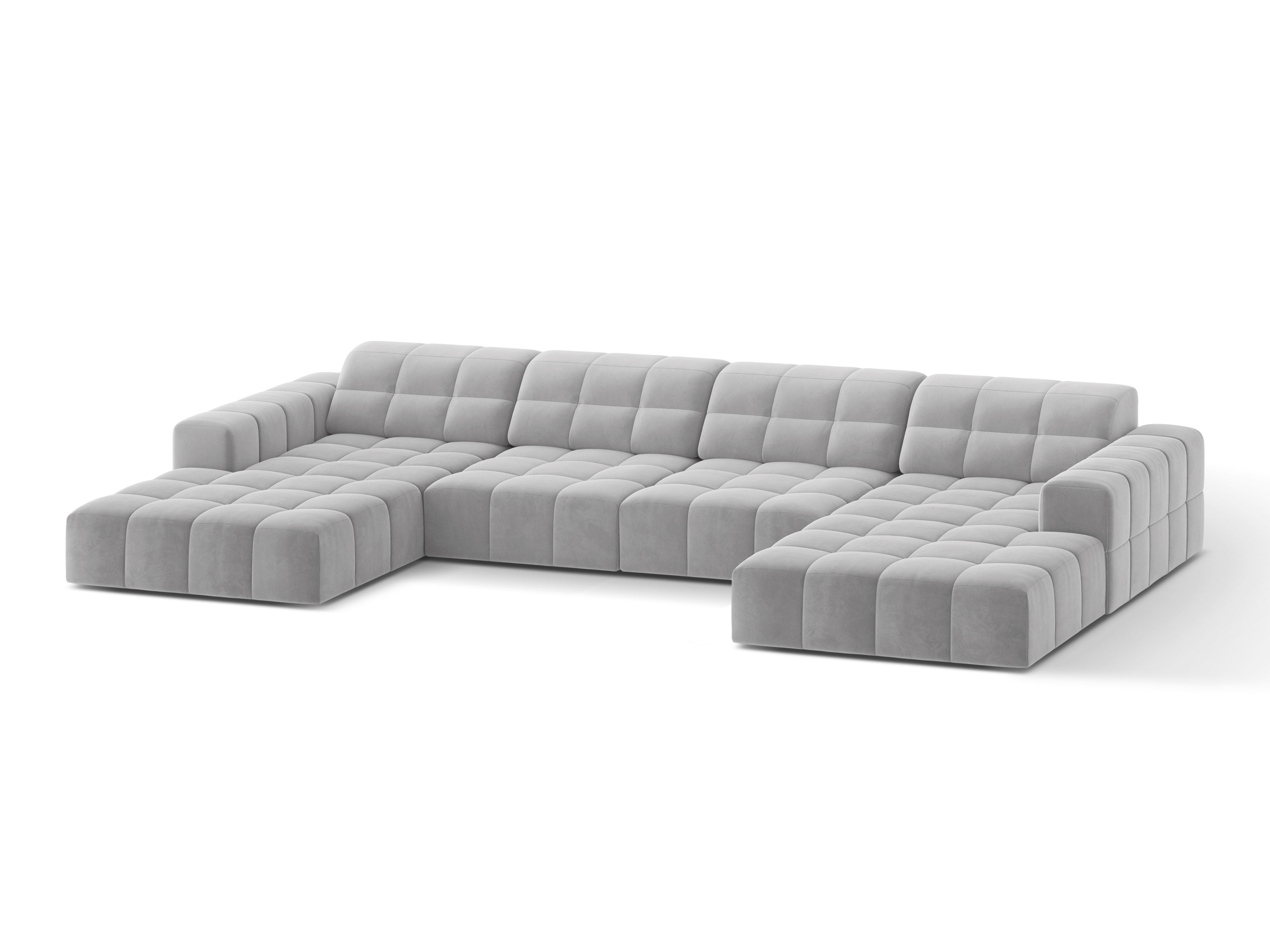 Sofa panoramiczna aksamitna 6-osobowa CHICAGO jasnoszary
