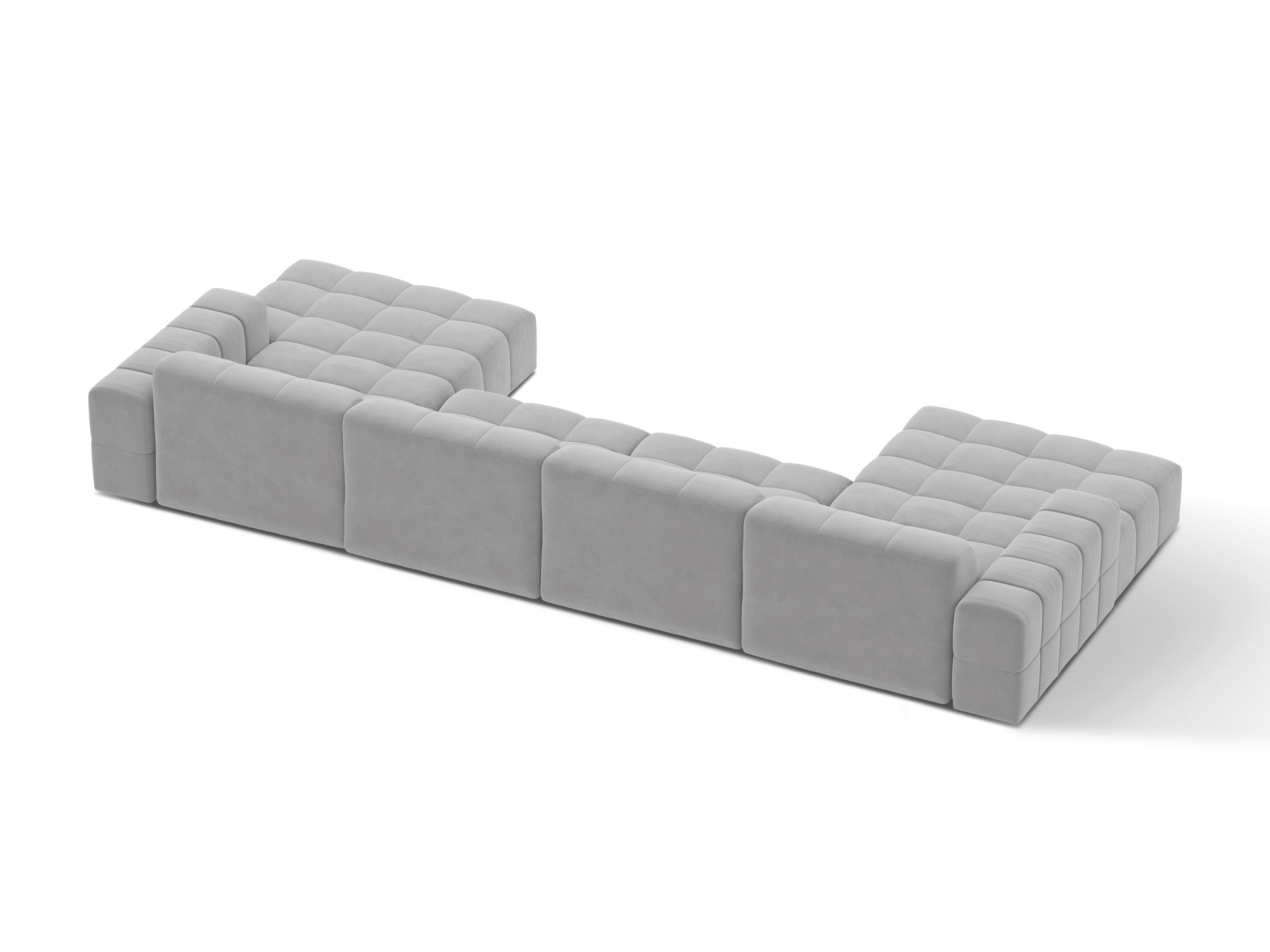 Sofa panoramiczna aksamitna 6-osobowa CHICAGO jasnoszary