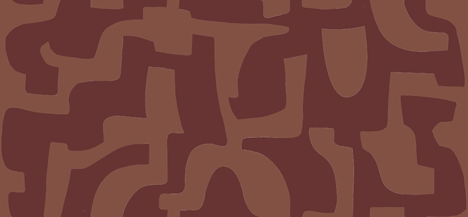 Tapeta haftowana ze wzorem geometrycznym SONATE - ROUGE SIENNE BRULÉE czerwonobrązowy